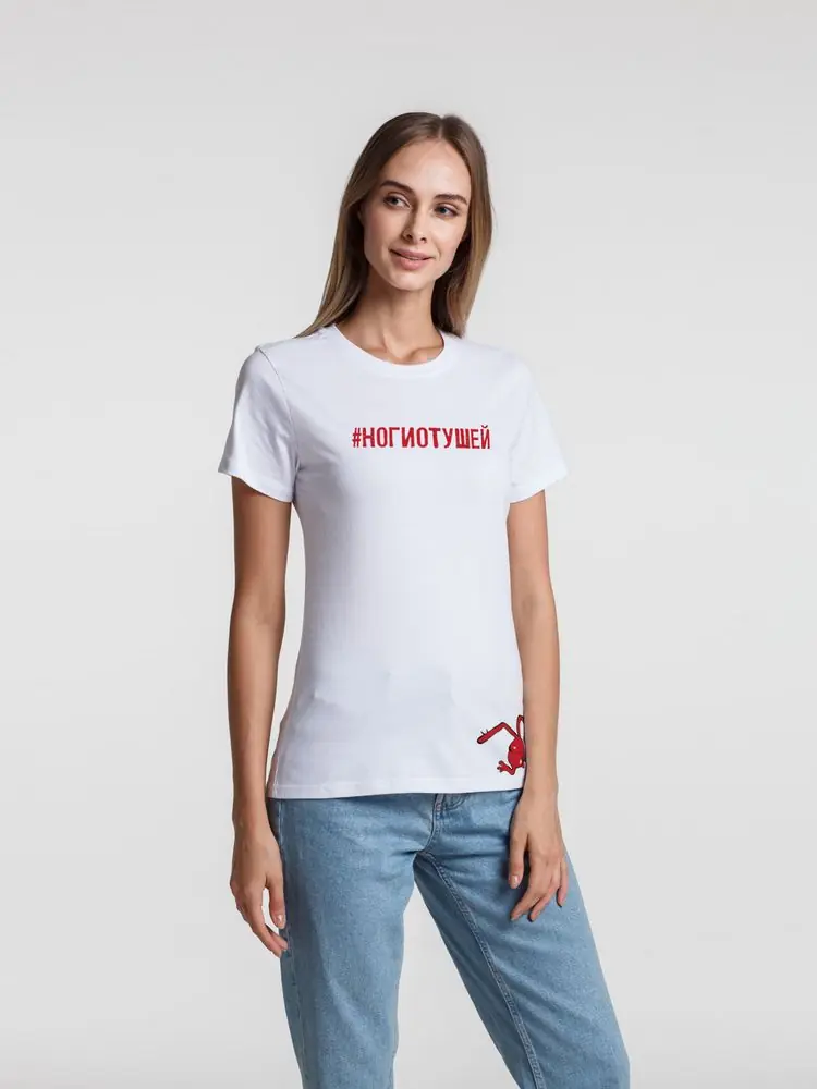 Футболка женская «Ногиотушей», белая, размер M