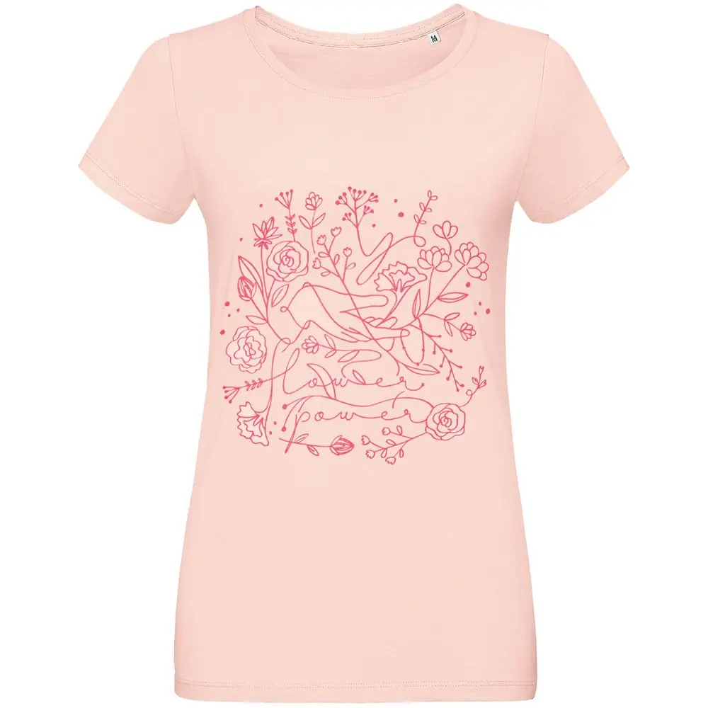 Футболка женская Flower Power, розовая, размер L