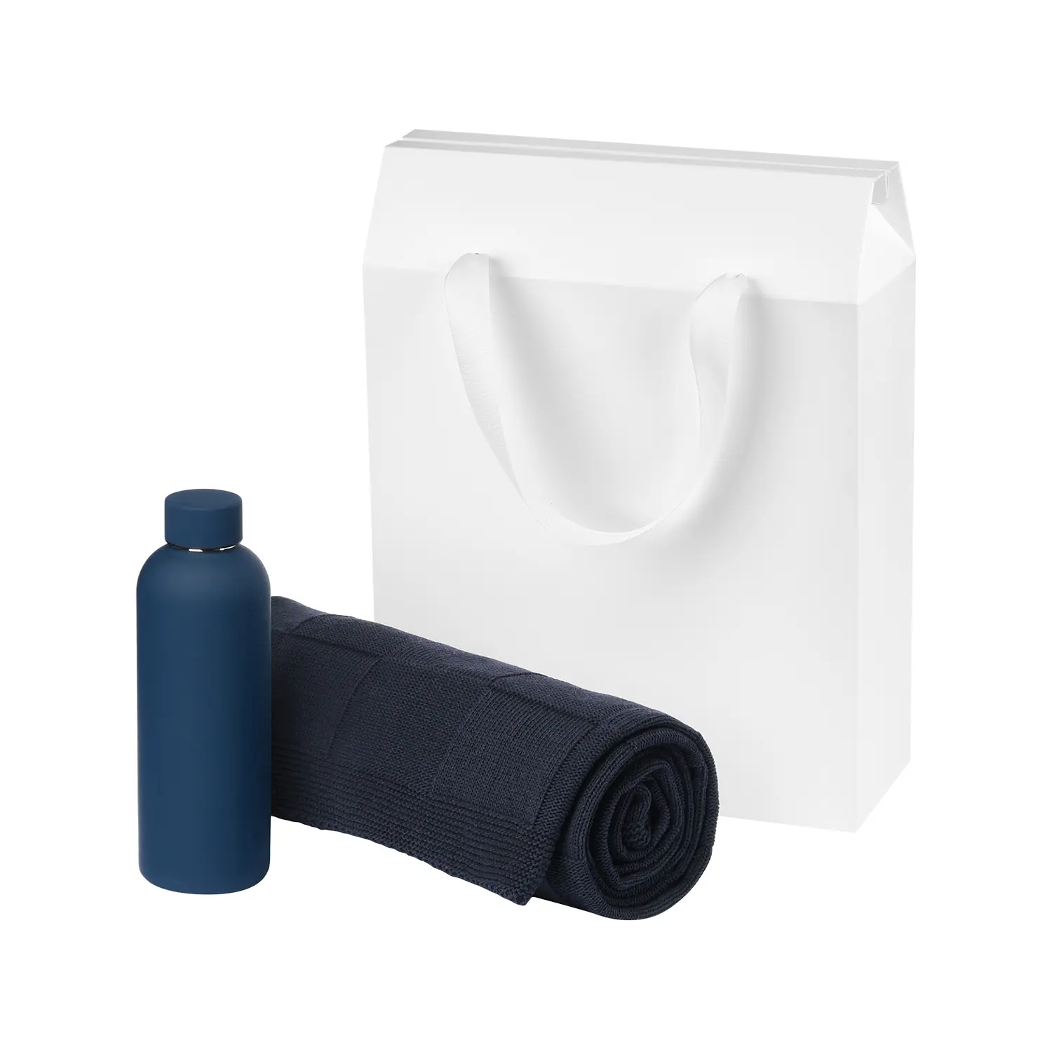 Подарочный набор Prima, синий (термобутылка, плед)