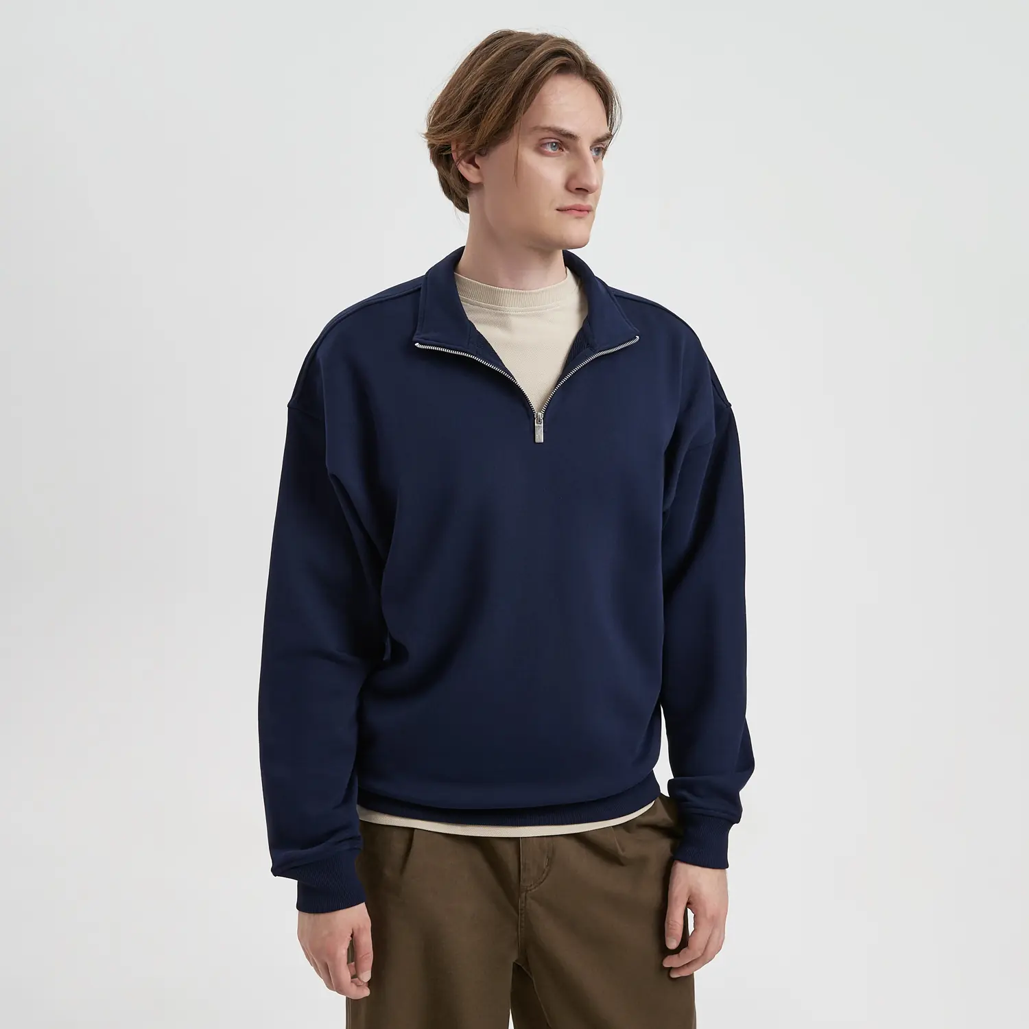 Толстовка на молнии унисекс FLOW, темно-синяя, размер 3XL/4XL