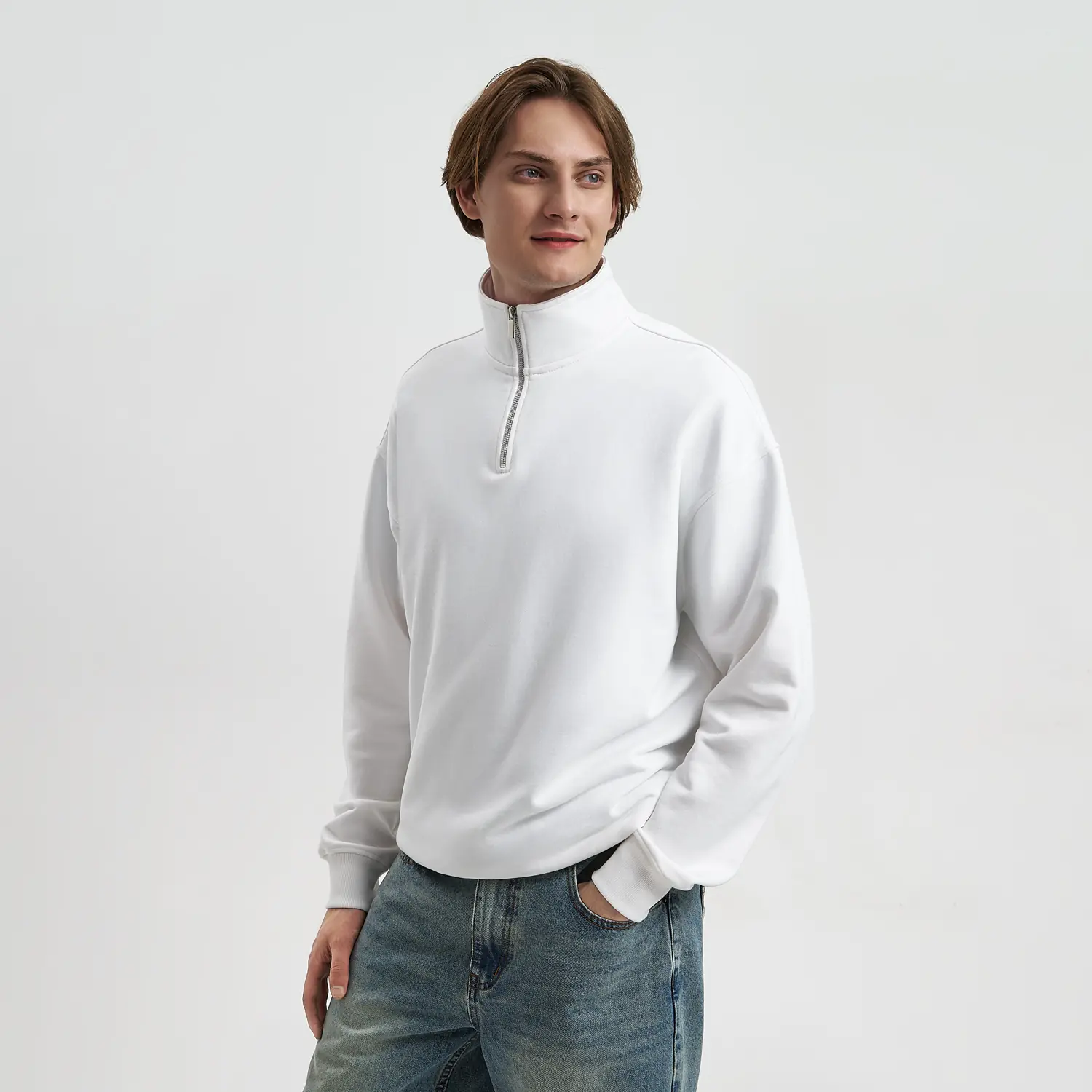 Толстовка на молнии унисекс FLOW, белая, размер 3XL/4XL