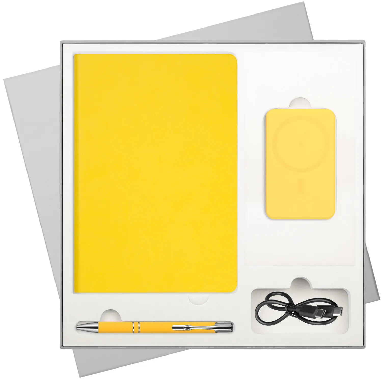 Подарочный набор Latte NEW, желтый (ежедневник, ручка, аккумулятор)