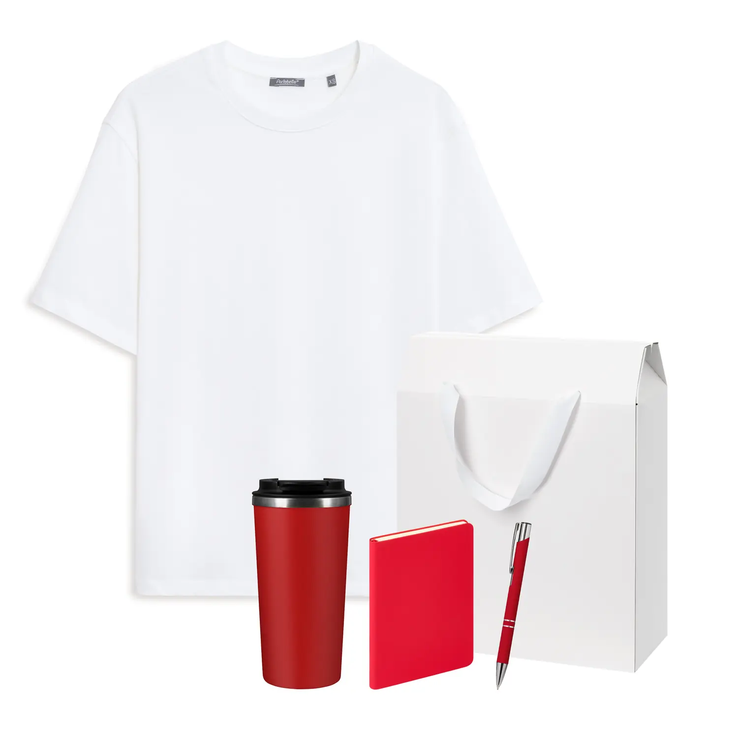 Набор с одеждой RUST (футболка, термокружка, ежедневник, ручка), красный/белый, XS/S