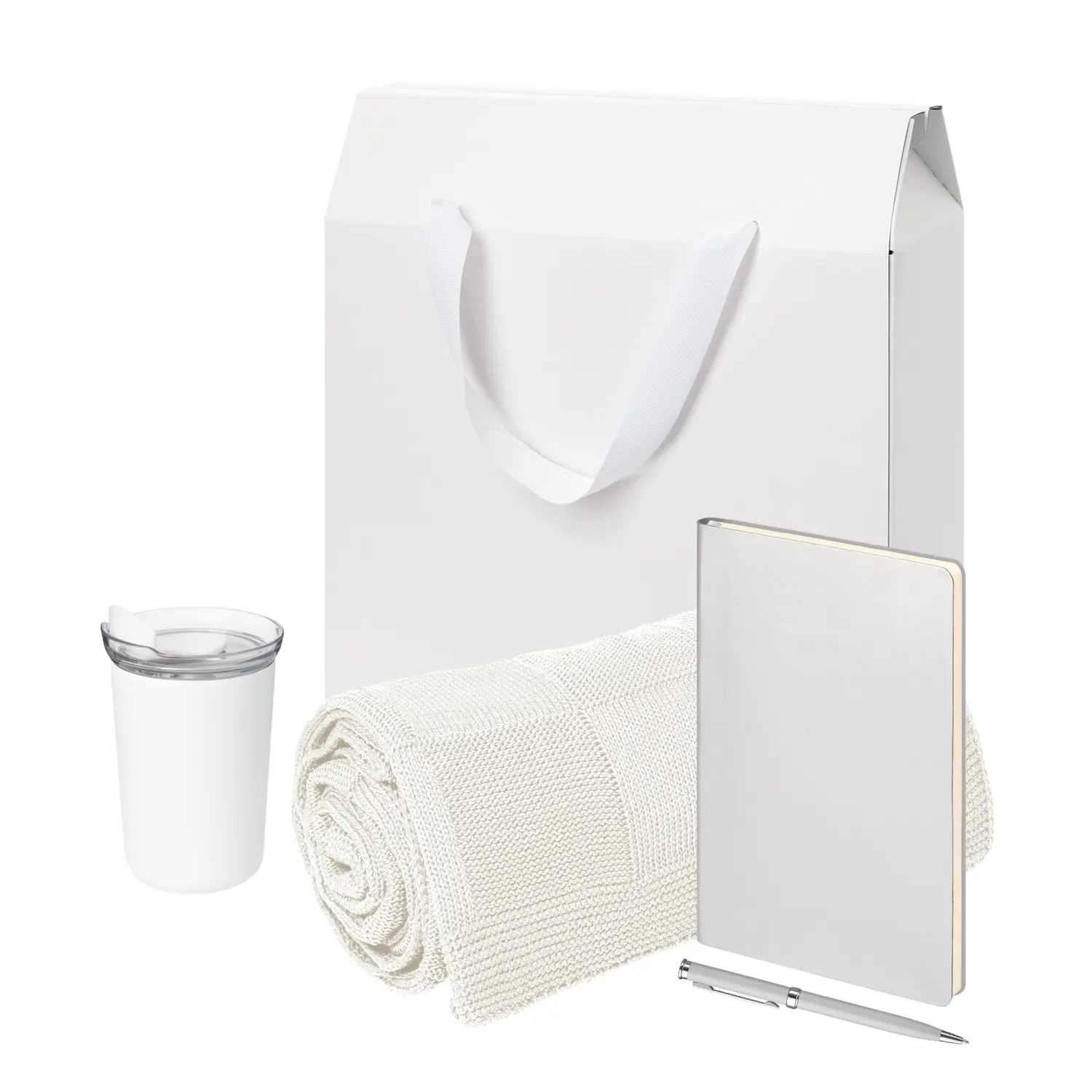 Подарочный набор Welcome Pack Spark, серебряный (термокружка,ежедневник, ручка, плед, коробка-пакет)