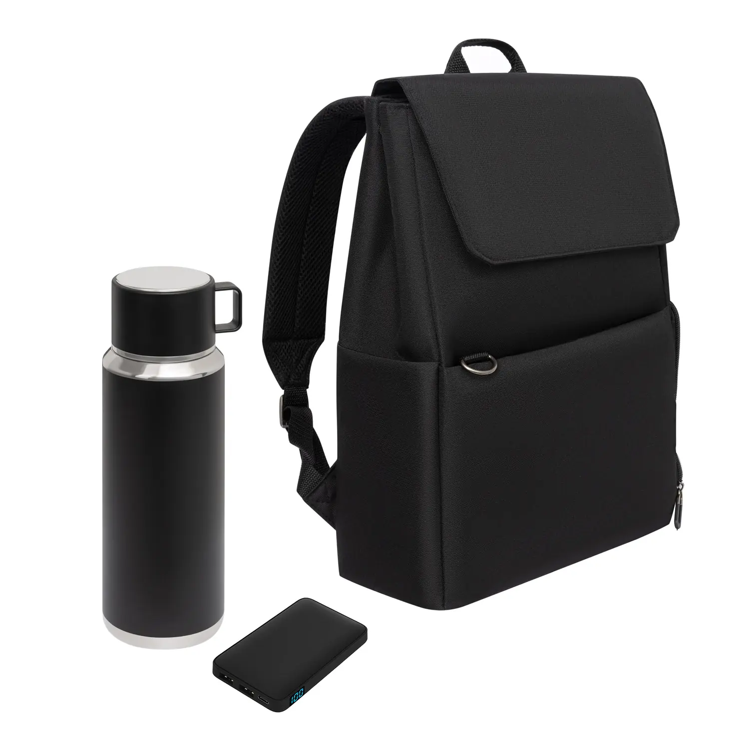 Подарочный набор Marco, черный (термос, ЗУ, рюкзак)