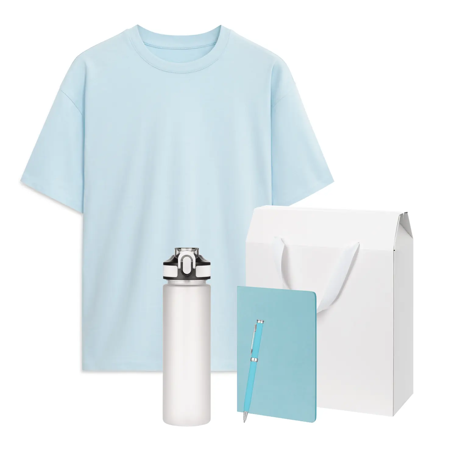 Набор с одеждой RUST (футболка, бутылка, блокнот, ручка), голубой, XL/2XL