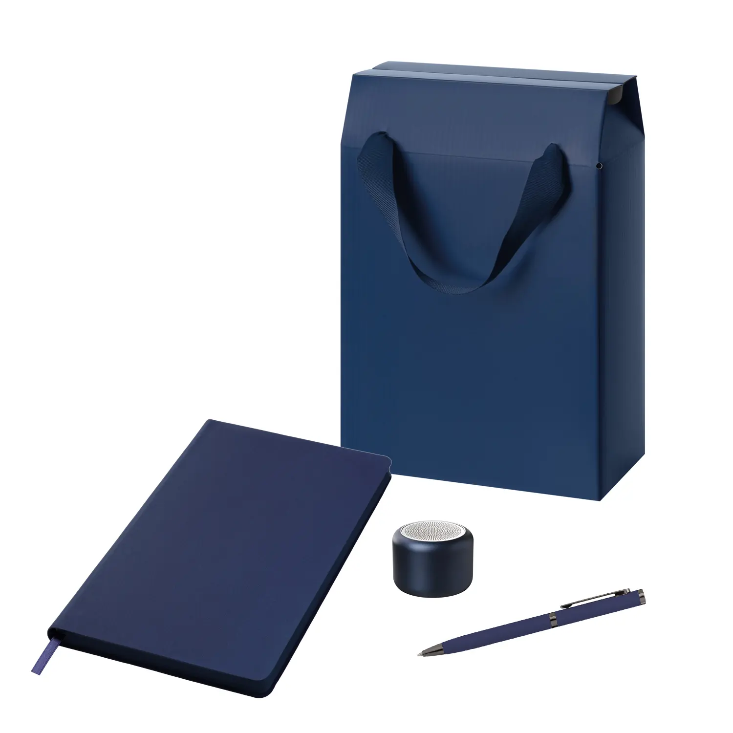 Подарочный набор Passion, синий (колонка, ежедневник, ручка, коробка-пакет)