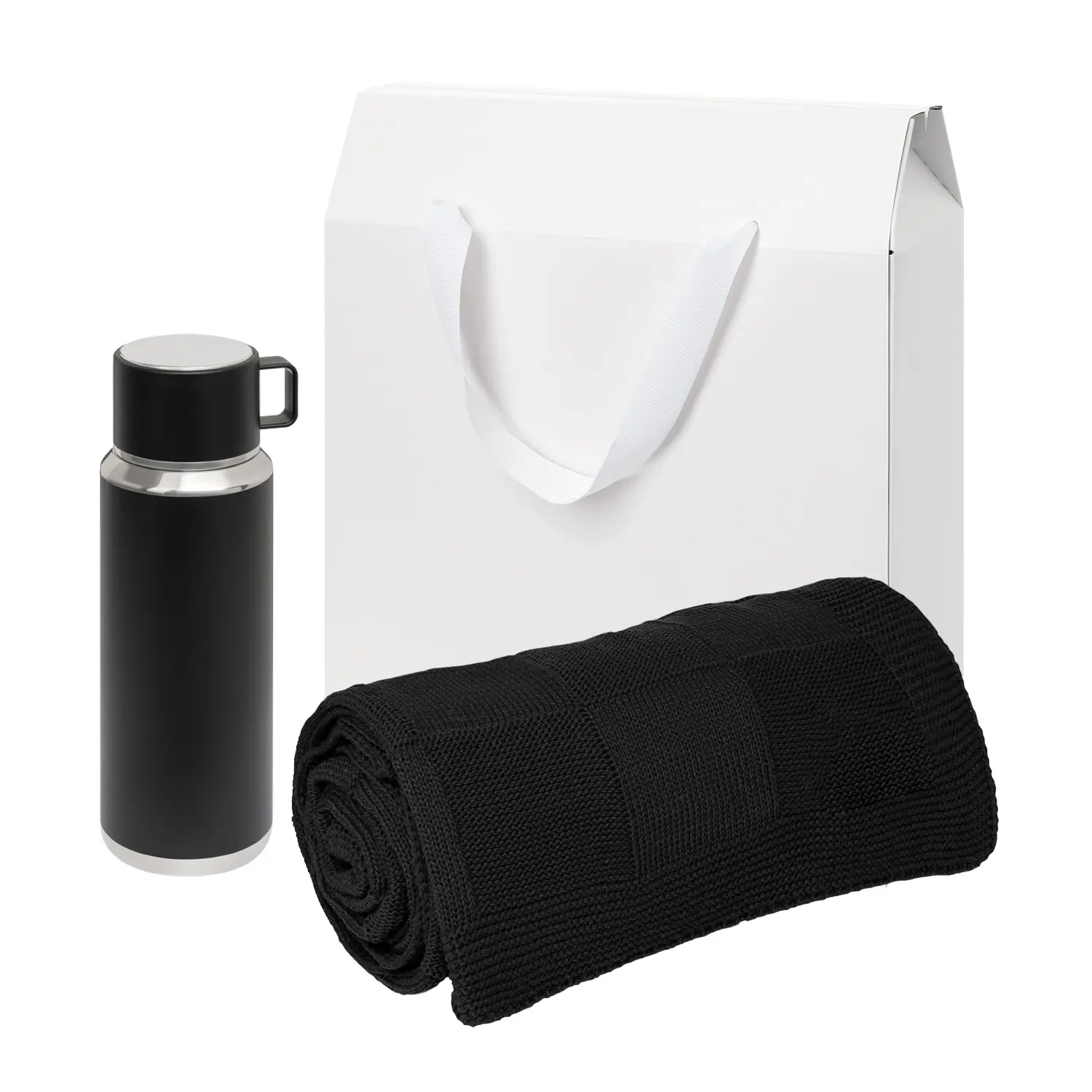 Подарочный набор Oslo, черный (плед, термос)