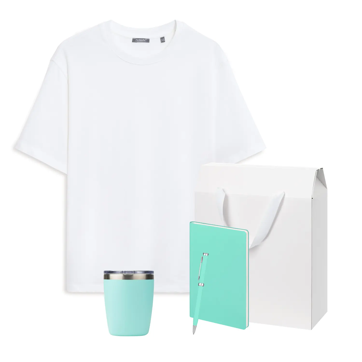 Набор с одеждой RUST (футболка, термокружка, ежедневник, ручка), мятный/аква, XL/2XL