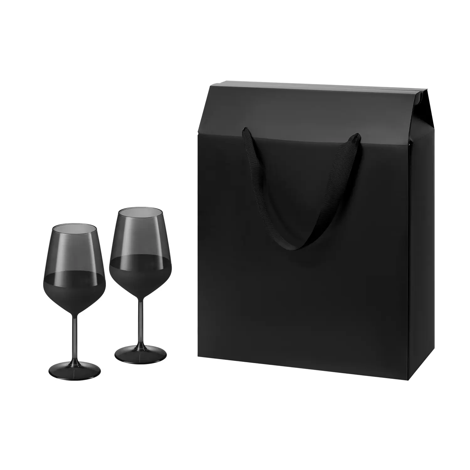 Подарочный набор 2 бокала для вина Black Edition в большом подарочном пакете
