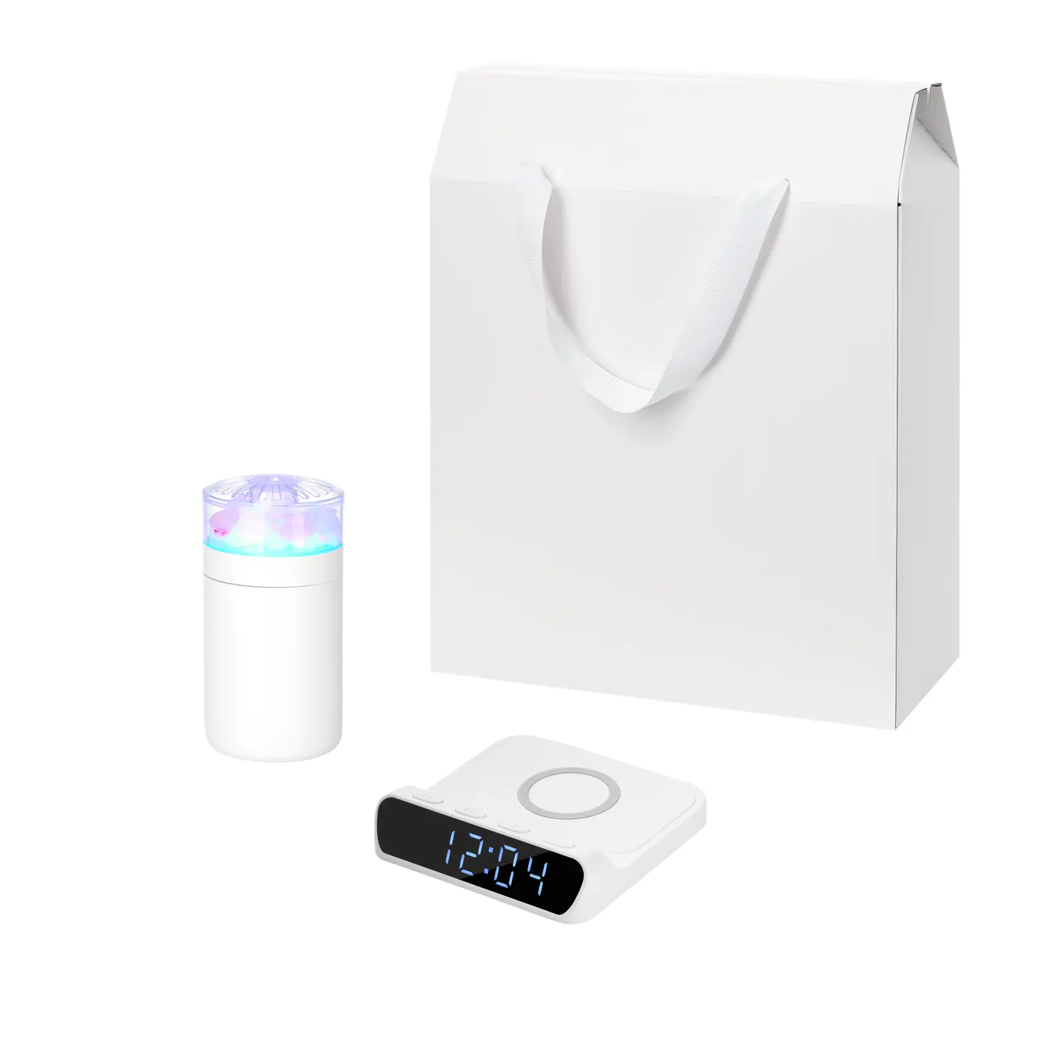 Подарочный набор Crystal, Rigel, белый (увлажнитель воздуха, зарядное устройство)