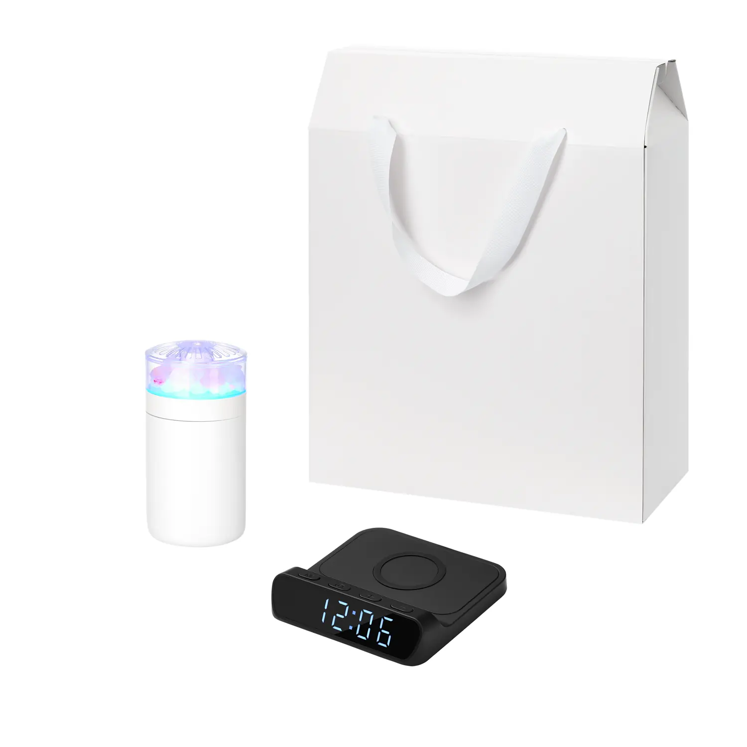 Подарочный набор Crystal, Rigel, черный (увлажнитель воздуха, зарядное устройство)