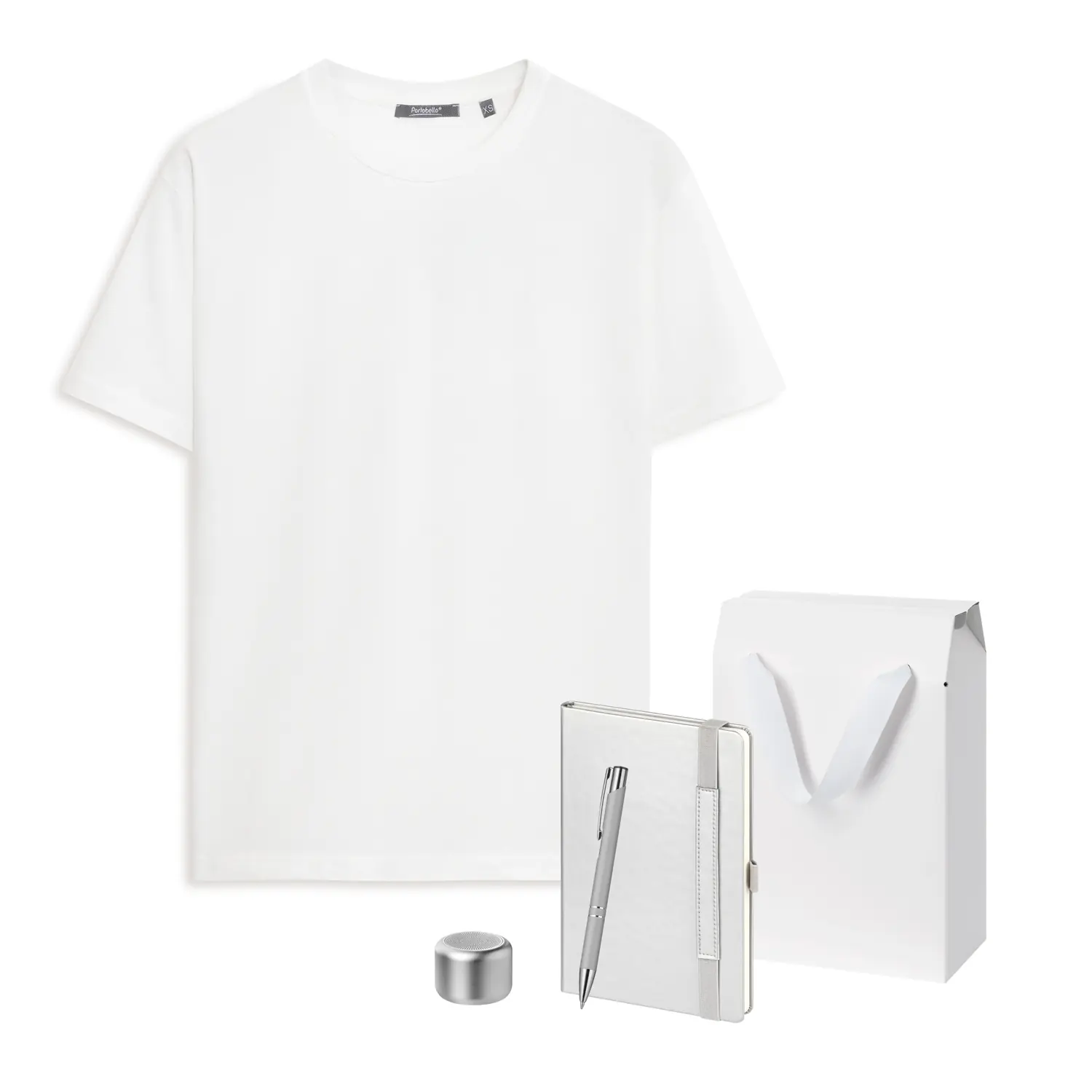 Набор с одеждой KRIS (футболка, колонка, ежедневник, ручка), серебряный, L