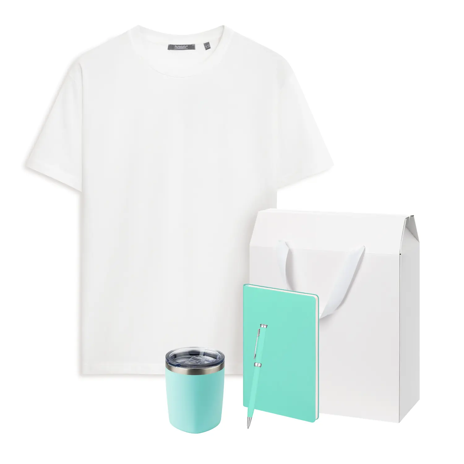Набор с одеждой KRIS (футболка, термокружка, ежедневник, ручка), мятный/аква, S