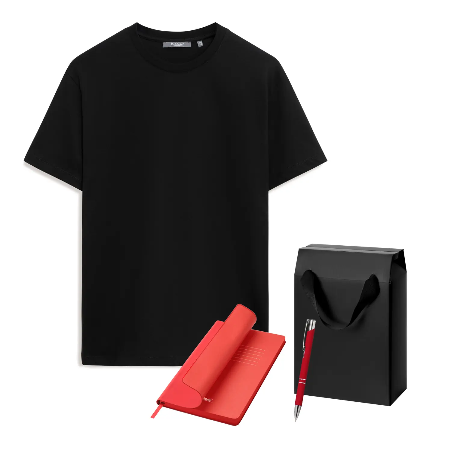 Набор с одеждой KRIS (футболка, ежедневник, ручка), красный/черный, XL