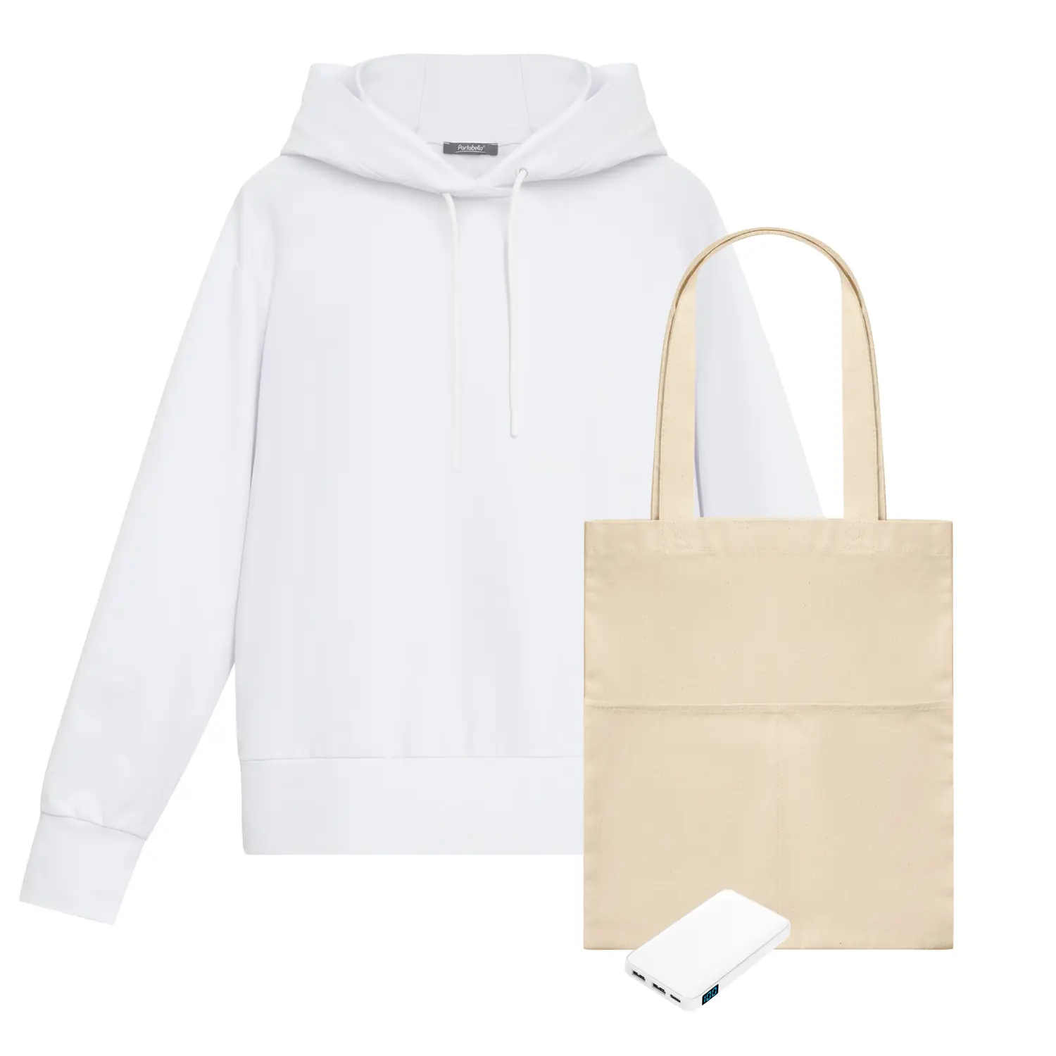 Набор с одеждой ALEX (худи, аккумулятор, шоппер), белый, S