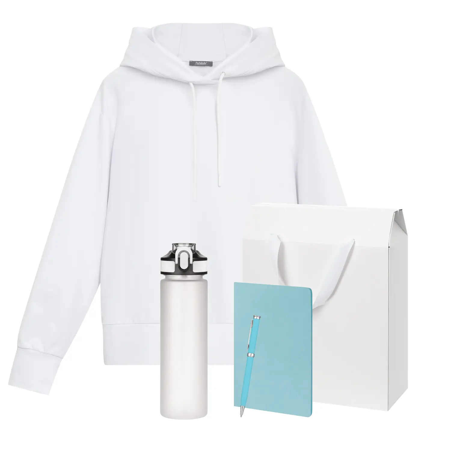 Набор с одеждой ALEX (худи, бутылка, блокнот, ручка), голубой, XL