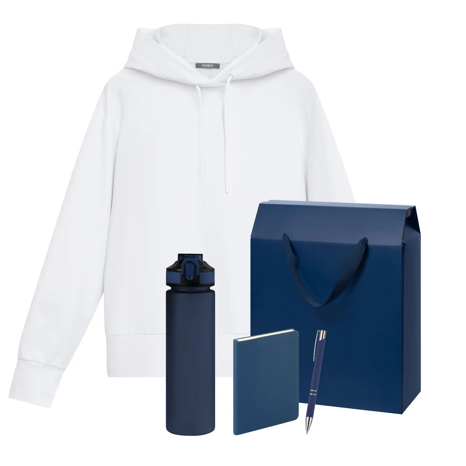 Набор с одеждой ALEX (худи, бутылка, ежедневник, ручка), синий, XL