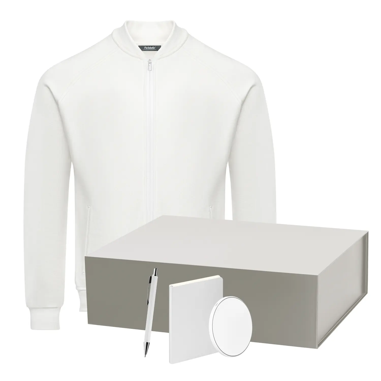 Набор с одеждой TORRES (толстовка, зарядное устройство, блокнот, ручка), белый/серебряный, XXL