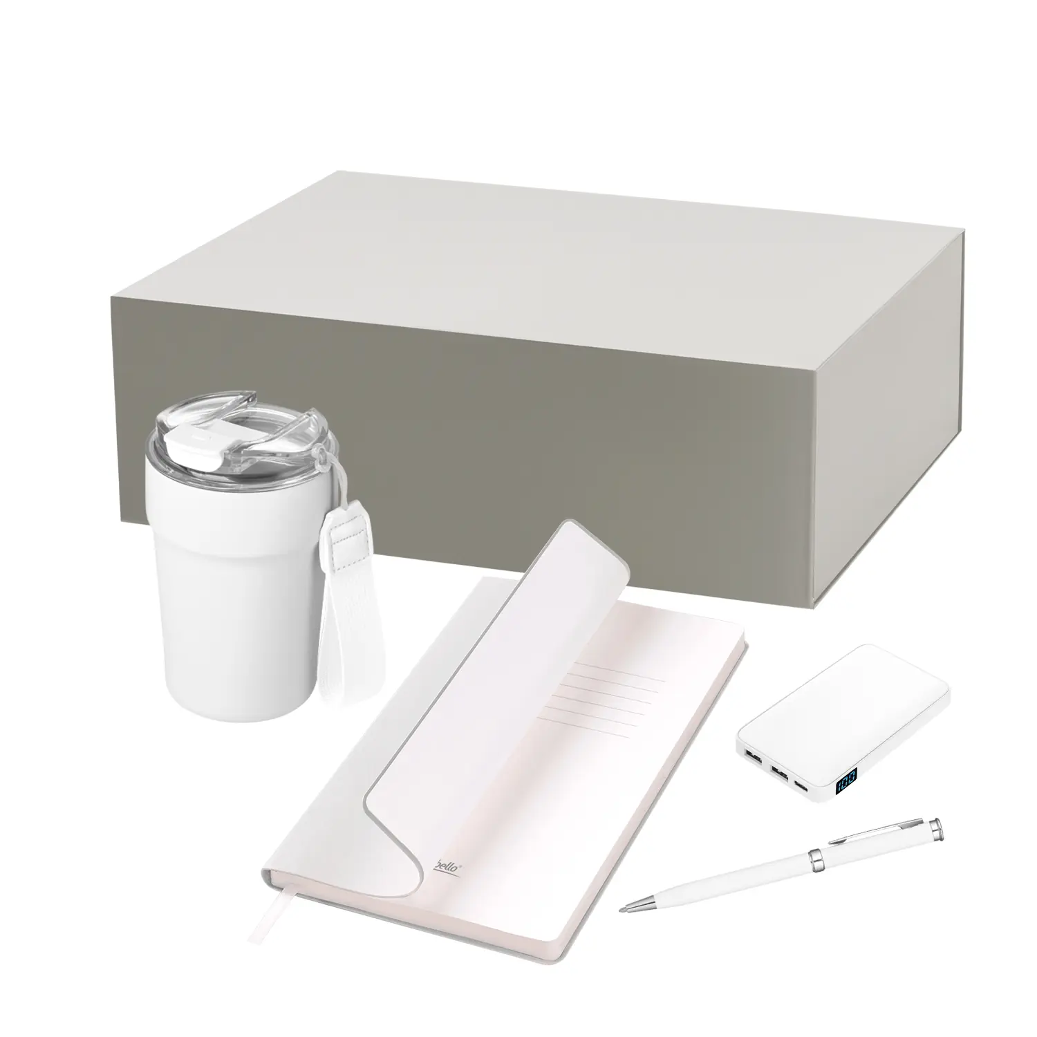 Подарочный набор Monaco, белый (термокружка, аккумулятор, ежедневник, ручка)