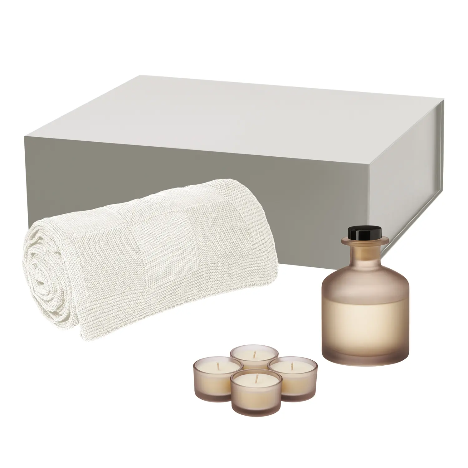 Подарочный набор Sento, Cella, бежевый (свеча, диффузор, плед)