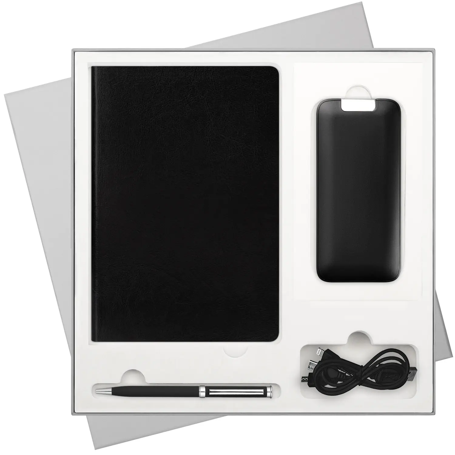 Подарочный набор River side, черный/красный (ежедневник, ручка, аккумулятор)