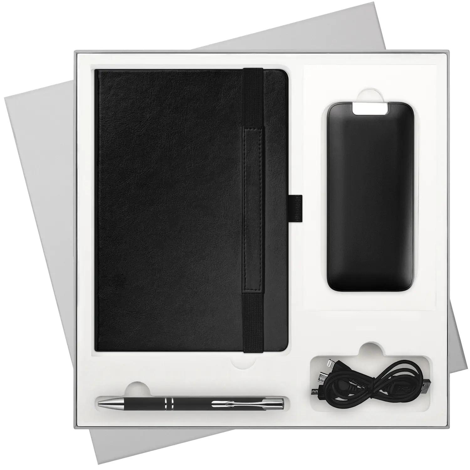 Подарочный набор Galaxy, черный (ежедневник, ручка, аккумулятор)