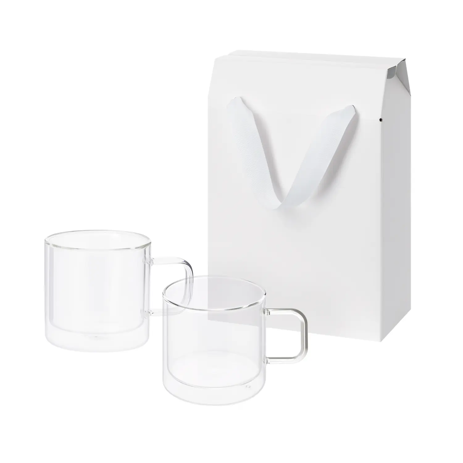Подарочный набор 2 стеклянные кружки Luna в коробке-пакете