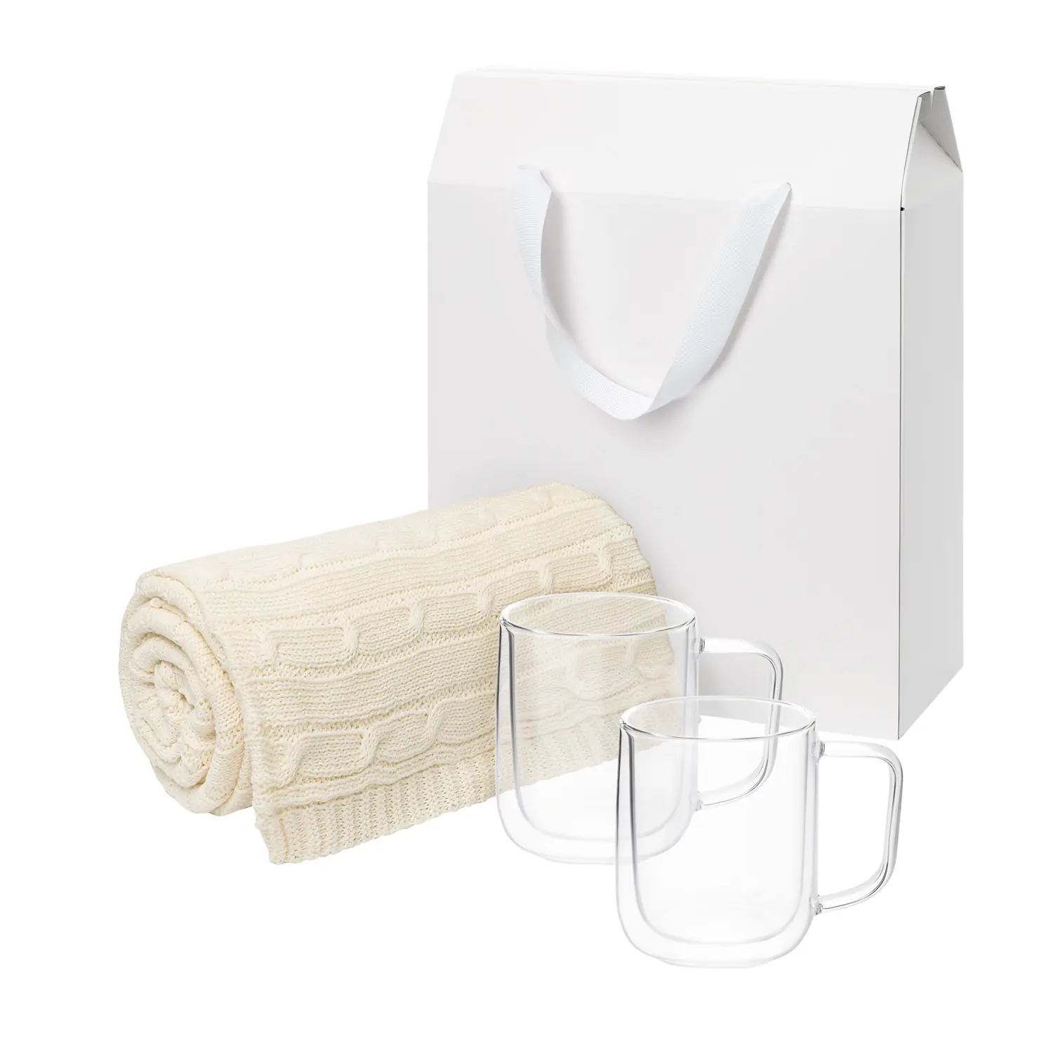 Подарочный набор Viora, Fado в белой коробке-пакете (2 кружки+плед)