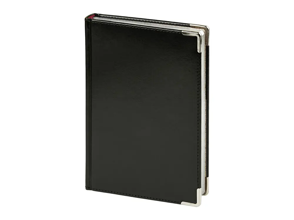 Ежедневник недатированный А5 Sidney Nebraska, черный (серебряный обрез, серебряные уголки)