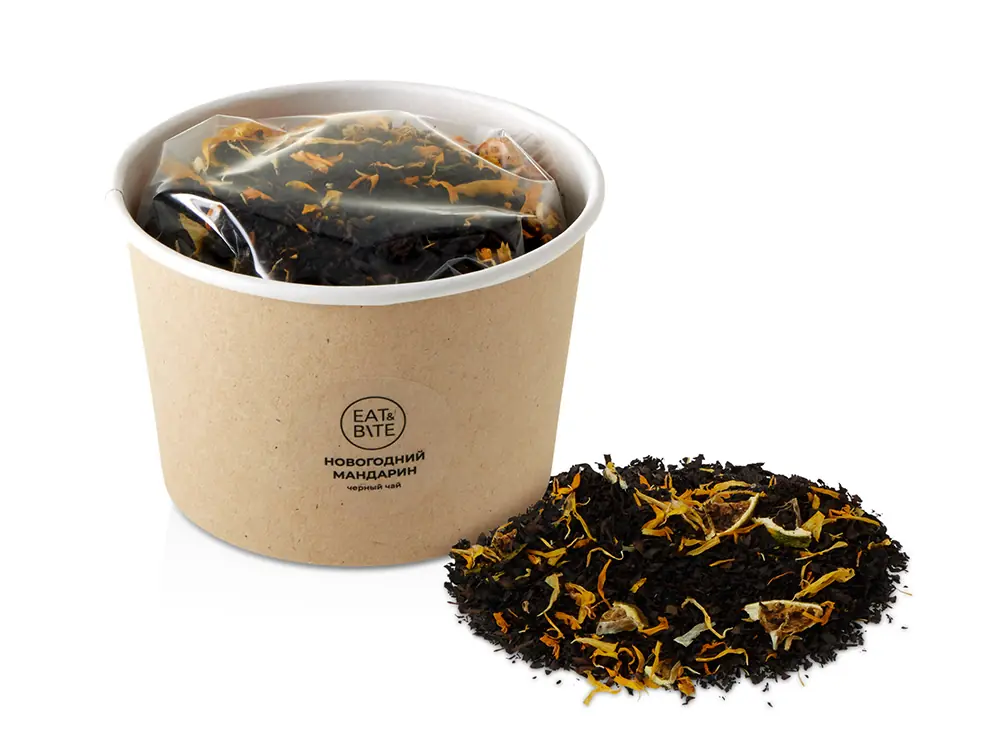 Чай черный Новогодний мандарин в картонном стаканчике, 50 гр.