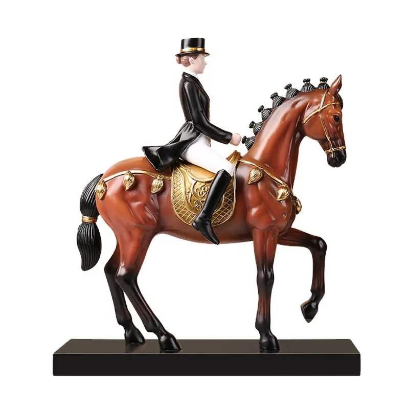 Статуэтка "Наездница и лошадь", цвет коричневый