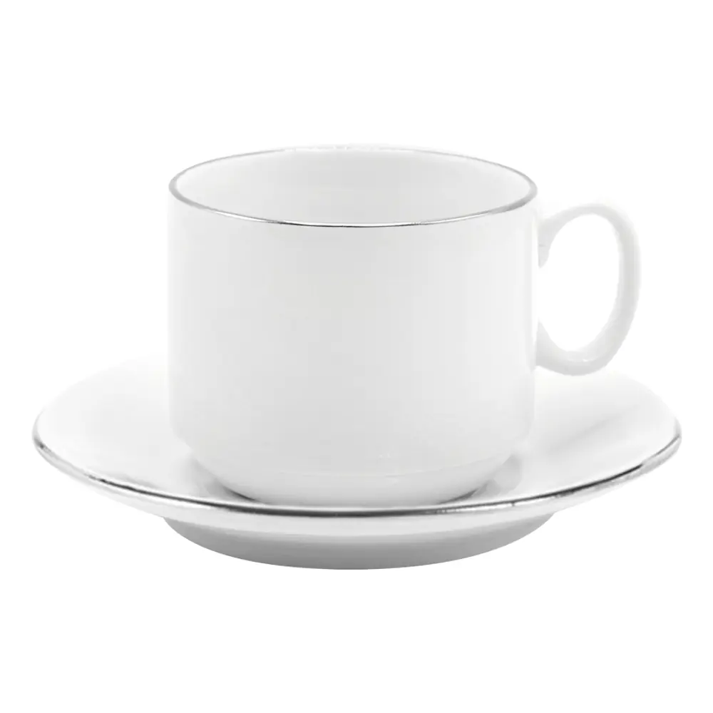 Чайная пара фарфоровая 220см³ экспресс Платиновый в коробке