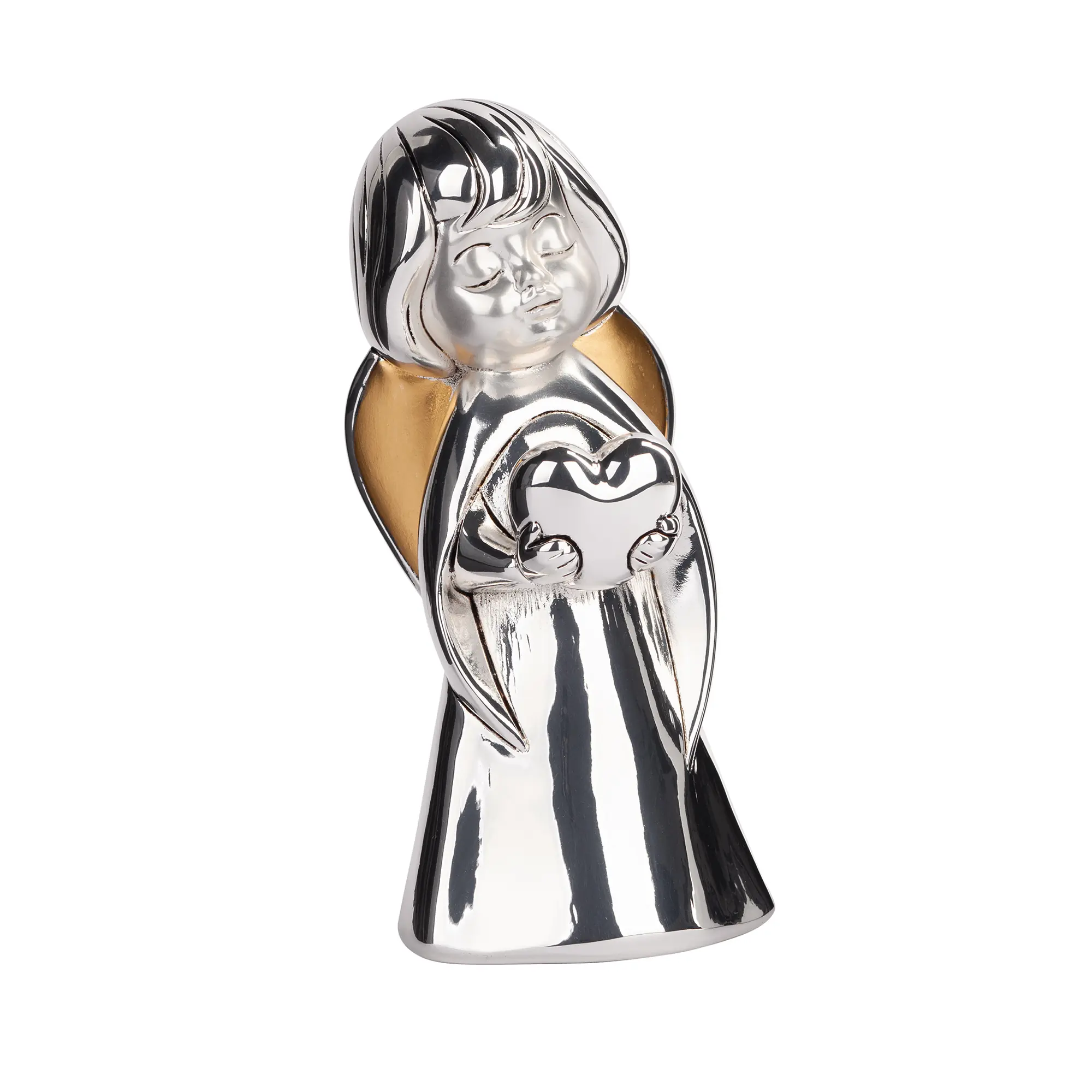 Скульптура "Ангел с сердцем" / золотистый с серебром