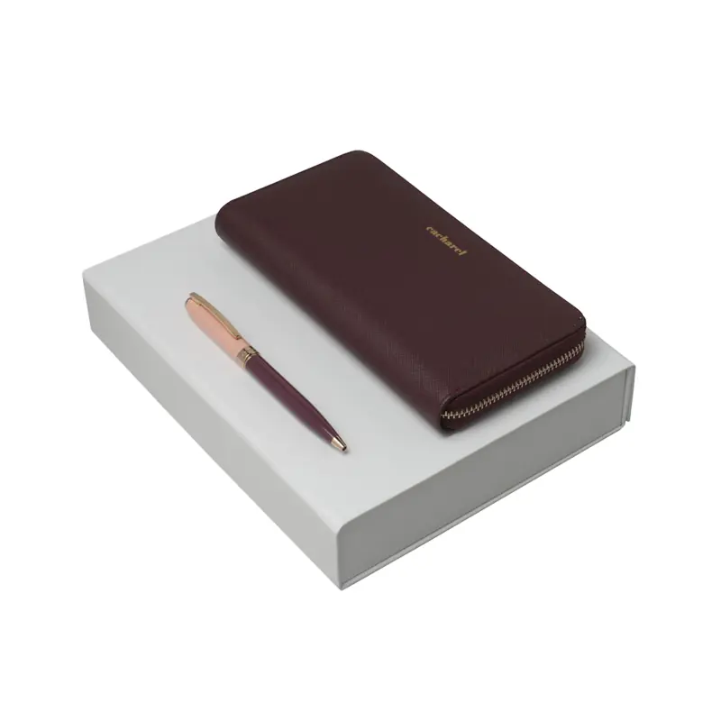 Набор Timeless (портмоне дамское, ручка шариковая) / бордовый
