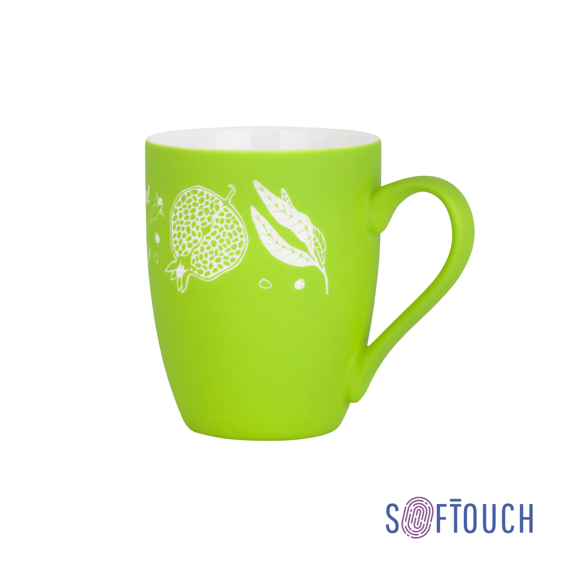 Кружка "Trend" с гравировкой по окружности,  покрытие soft touch / зеленое яблоко