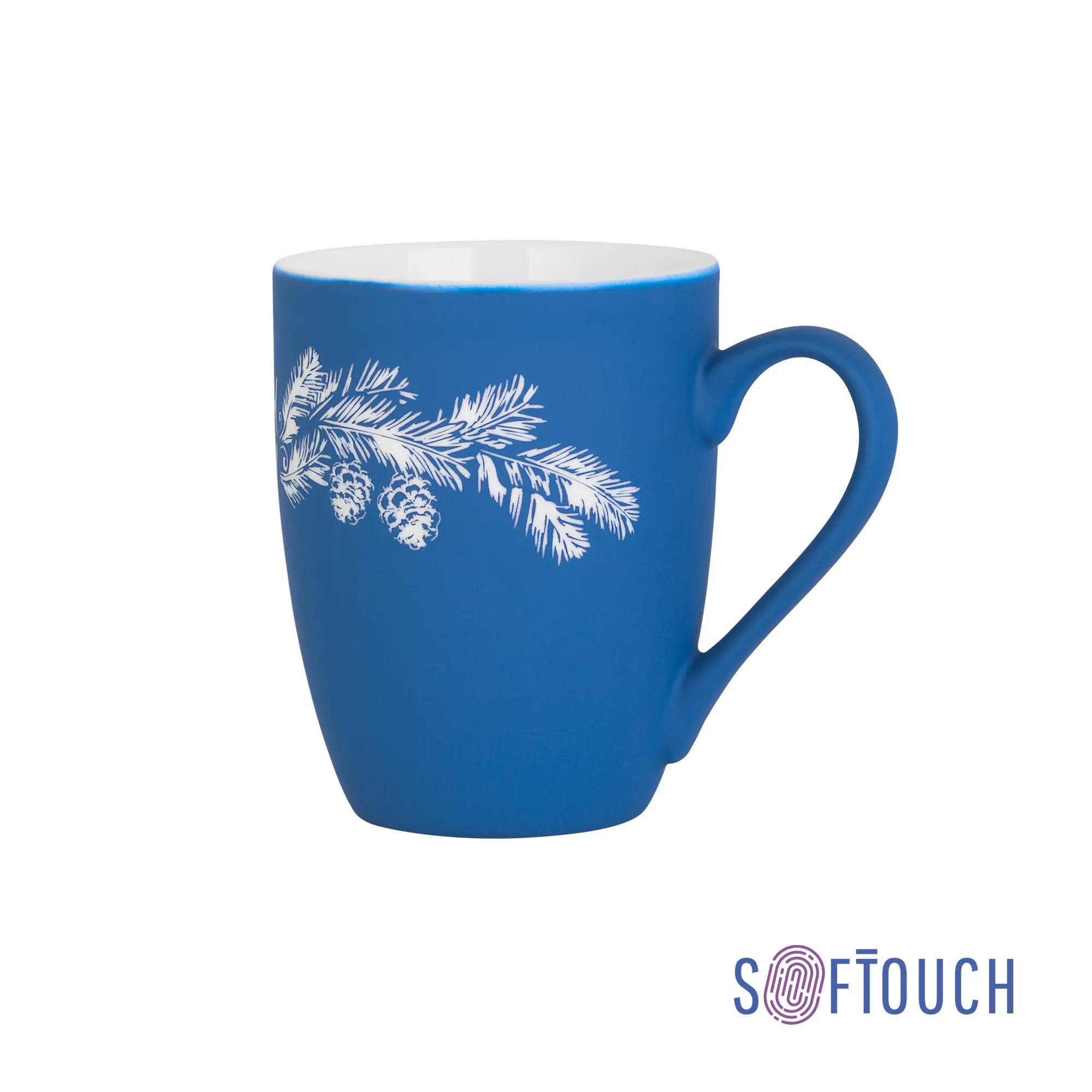 Кружка "Trend" с гравировкой по окружности,  покрытие soft touch / синий