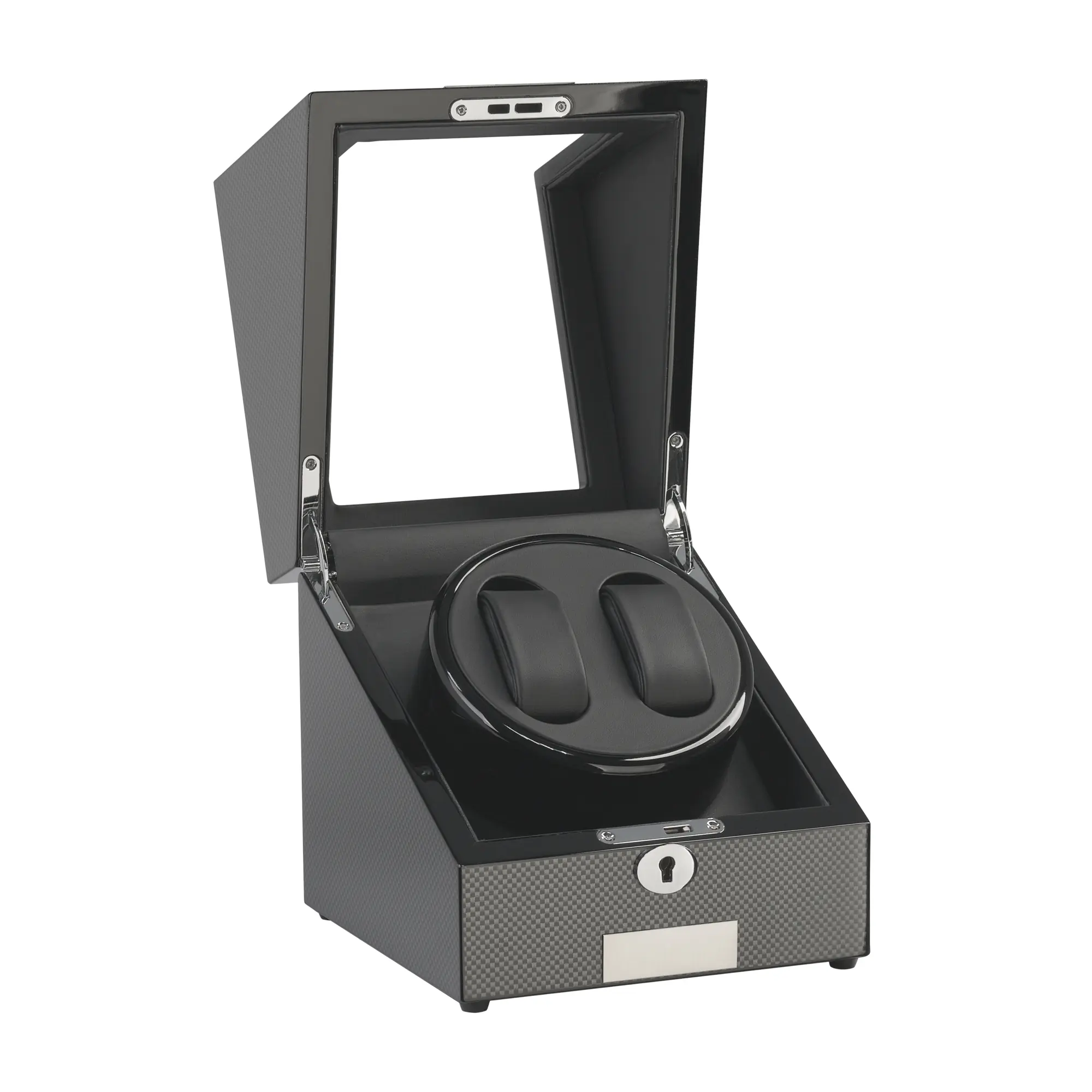 Шкатулка из дерева для часов с подзаводом / черный с серым