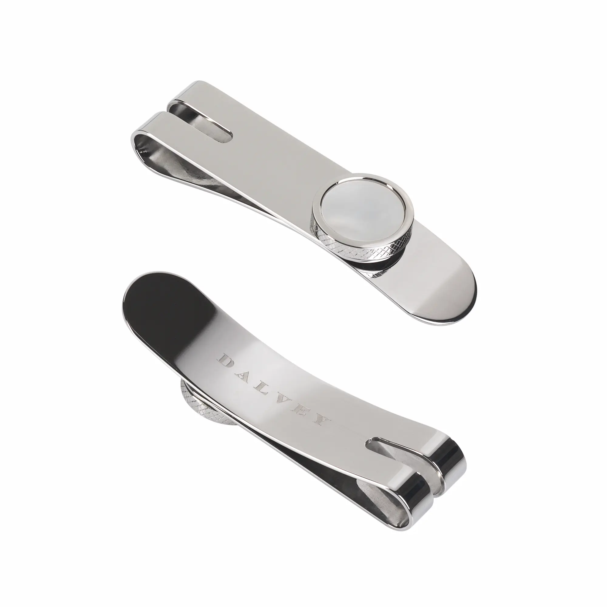 Зажим для денег, вставка перламутр / белый с серебром