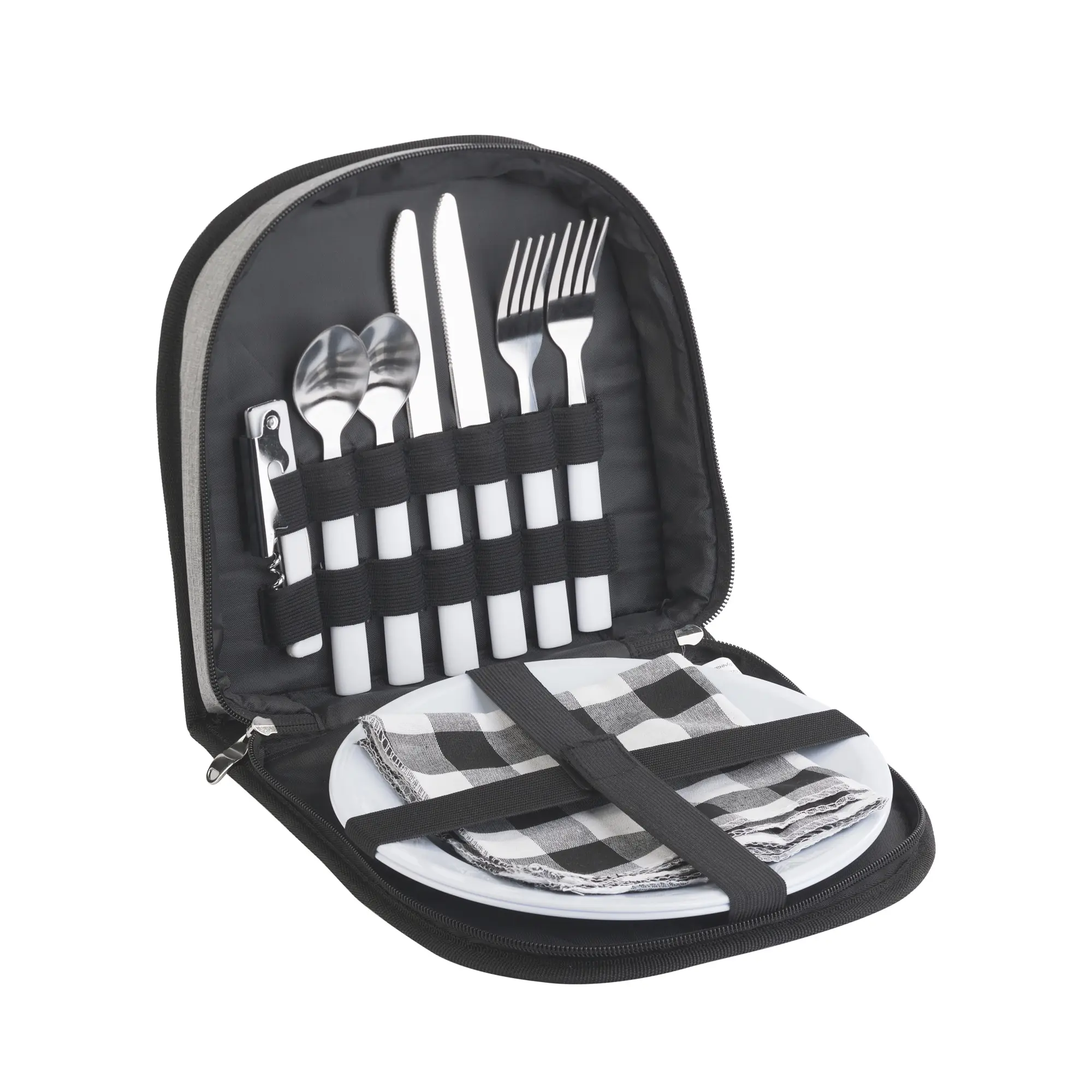 Набор для пикника "Ланч" на 2 персоны / серый с черным