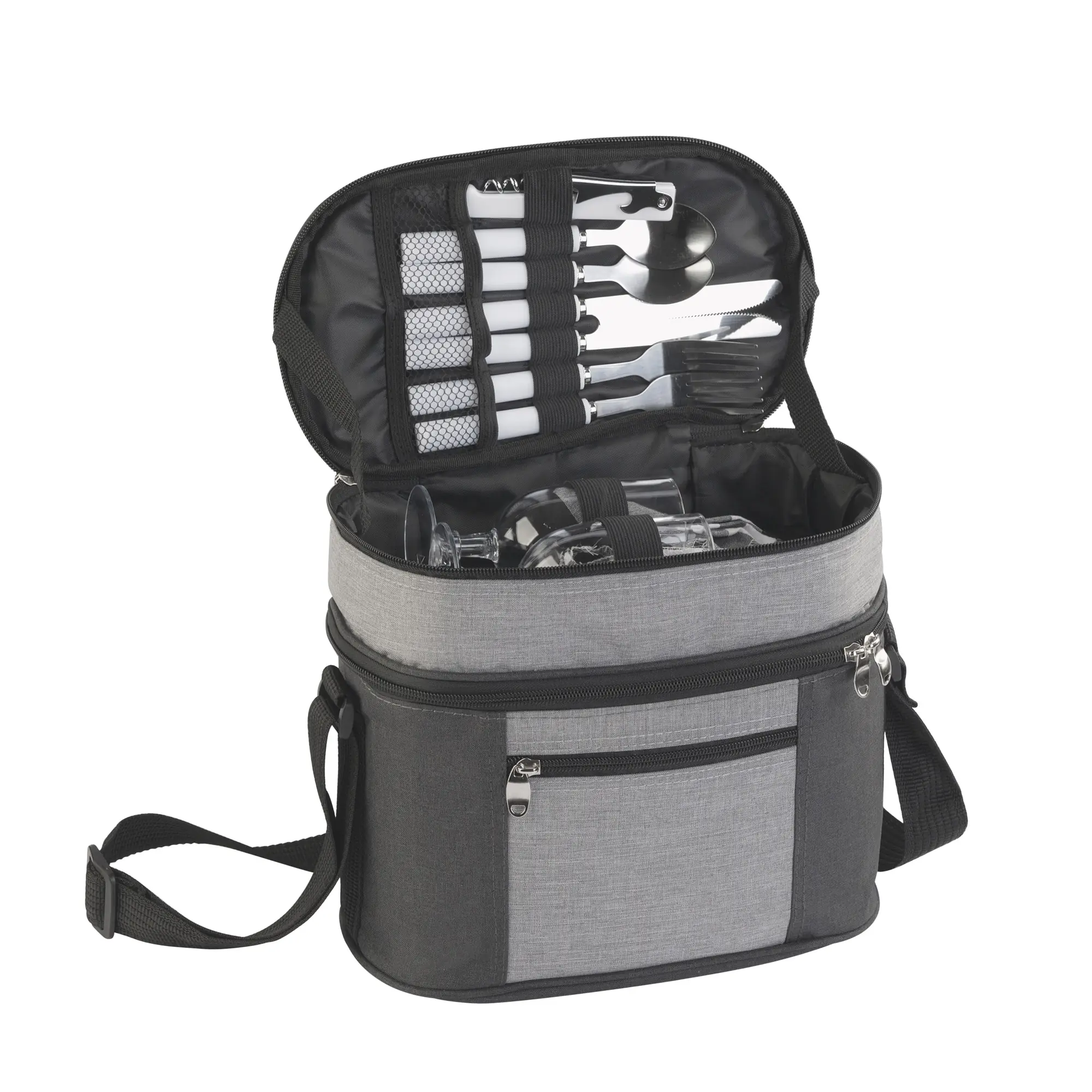 Набор для пикника "Шотландия" на 2 персоны с холодильным отделением / серый с черным