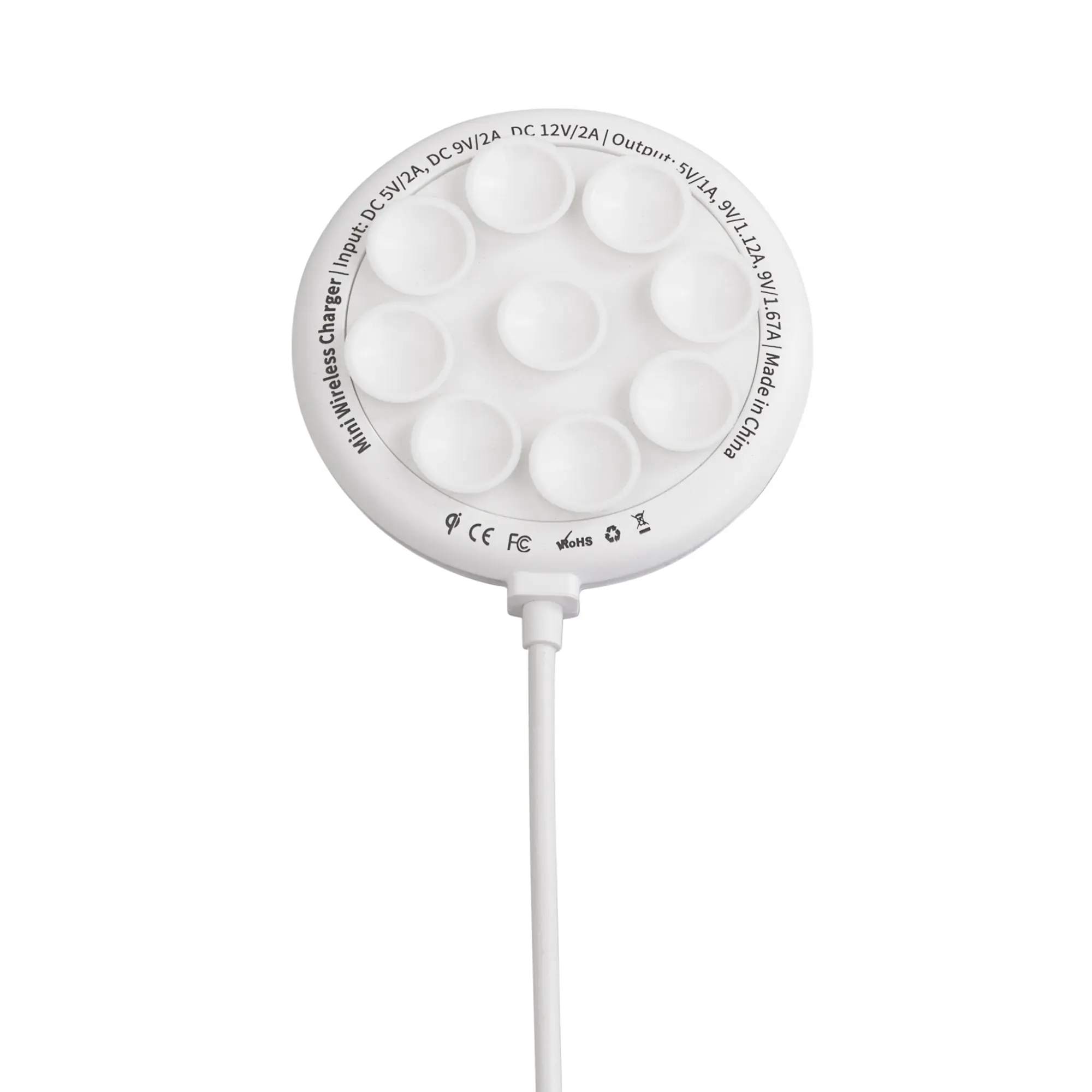 Беспроводное (15W) зарядное устройство "Sticker" с присосками / белый