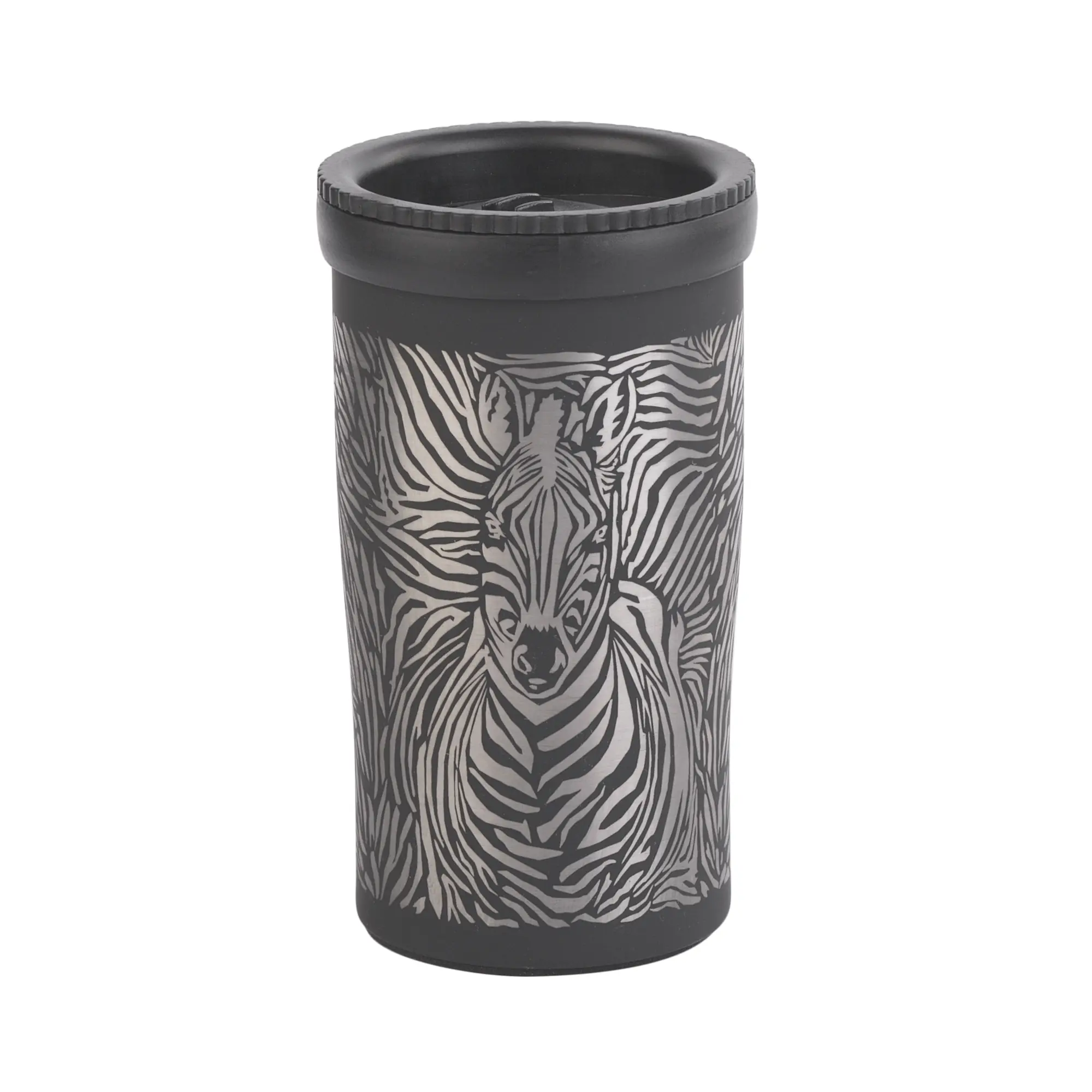 Термостакан "Миссури" 280 мл c гравировкой "Зебра", покрытие soft touch / черный