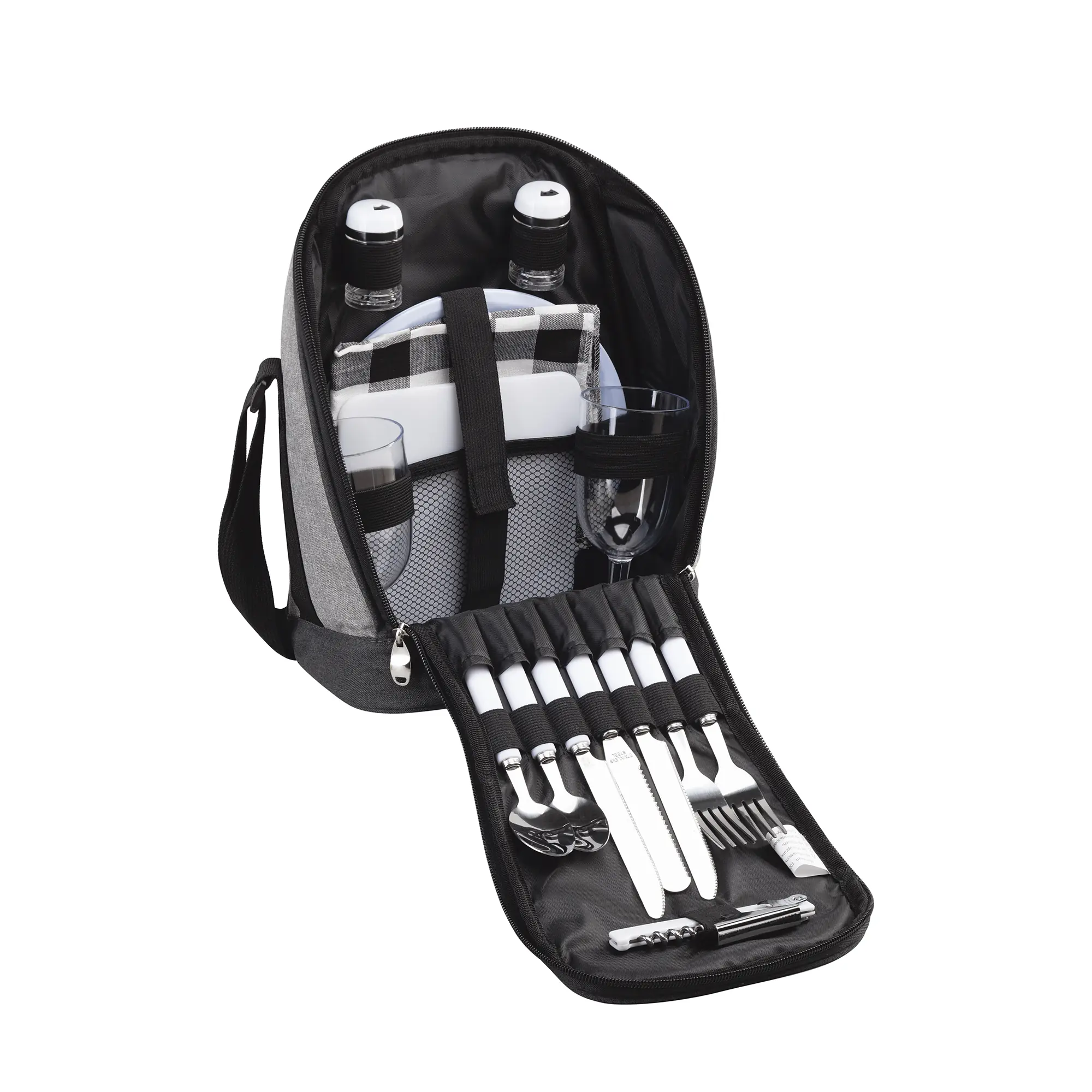 Набор для пикника "Австрия" на 2 персоны / серый с черным