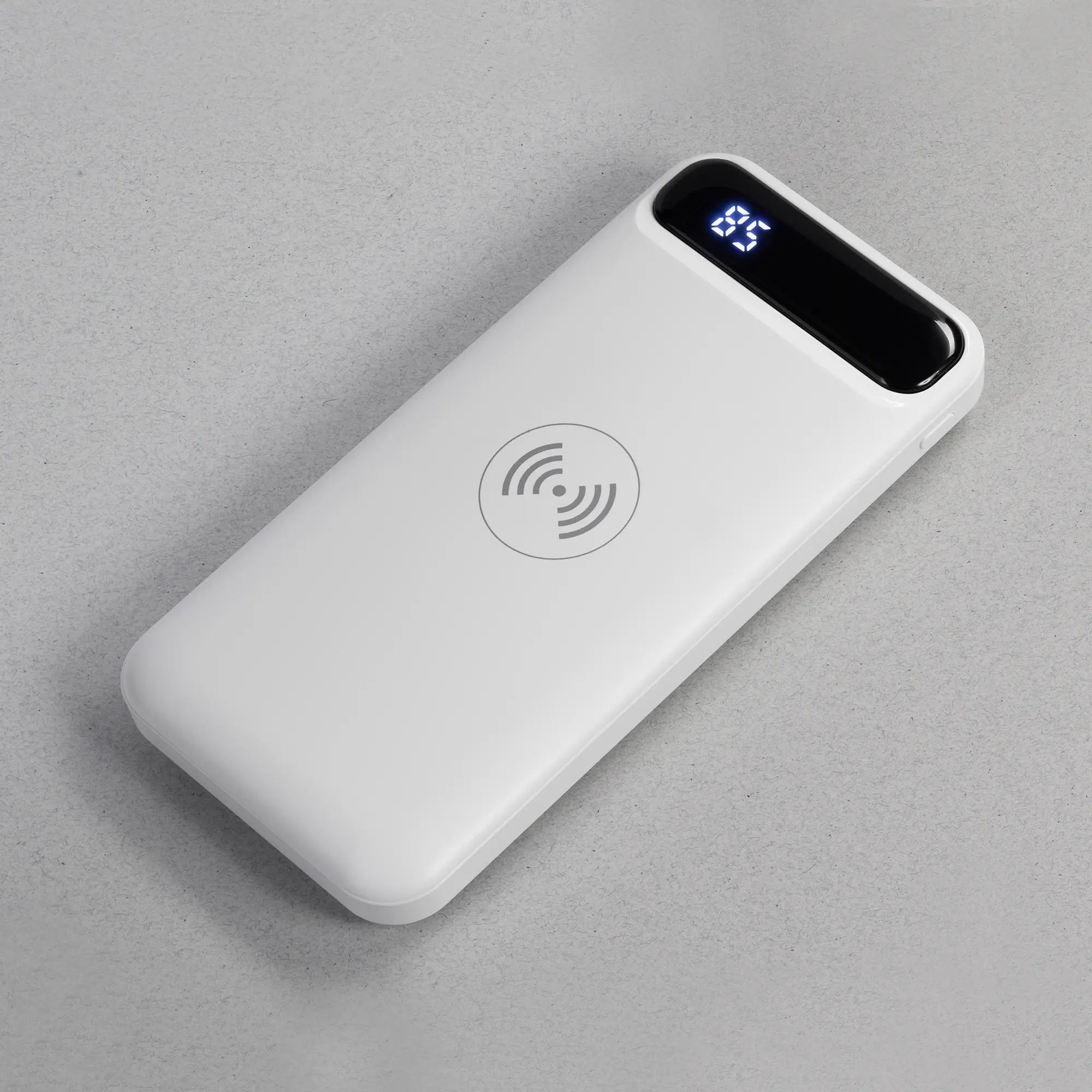 Беспроводное зарядное устройство "Quantum", 10000 mAh с цифровым индикатором заряда / белый