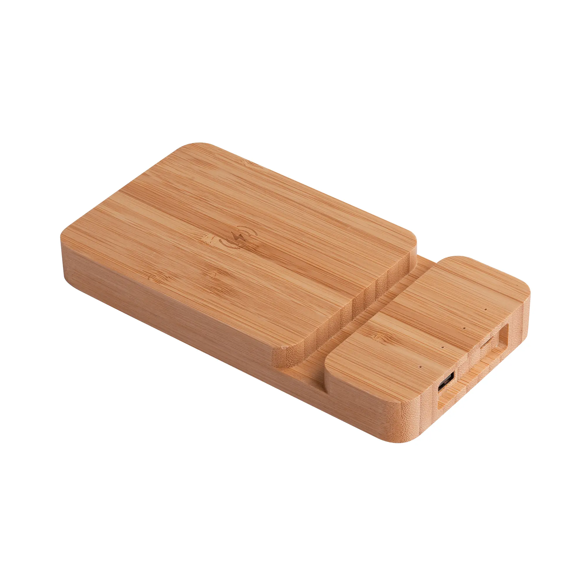 Беспроводное (10W) зарядное устройство "Bamboo Power" 5000 mAh с подставкой под смартфон, бамбук / бежевый