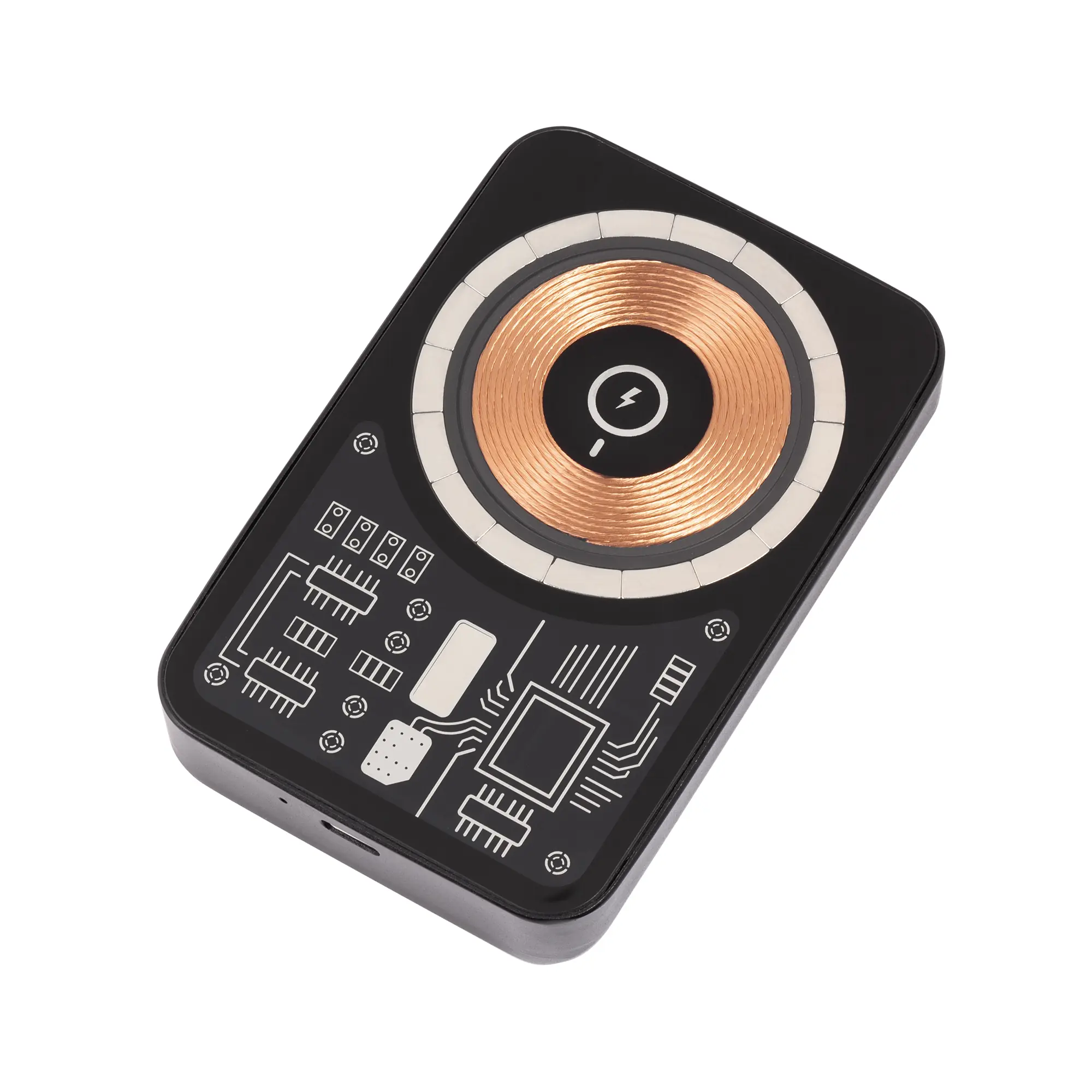 Беспроводное зарядное устройство "Skeleton" 10000 mAh с функцией MagSafe, прозрачный пластик/алюминий / черный