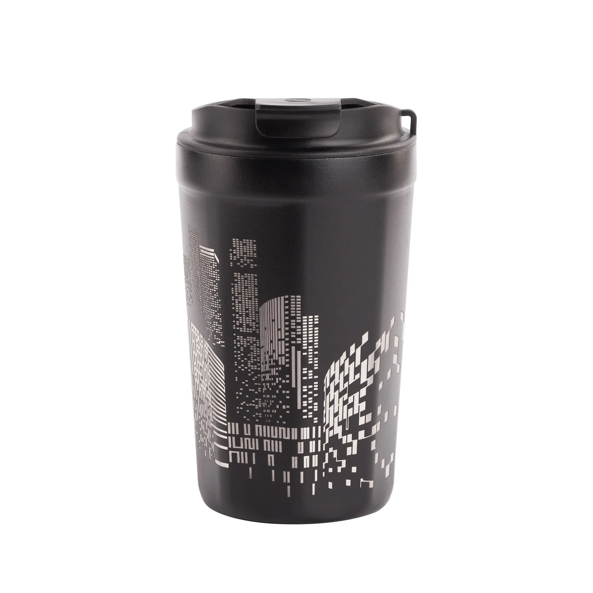 Термостакан "Eclipse_Мегаполис" 400 мл, покрытие пудра / черный