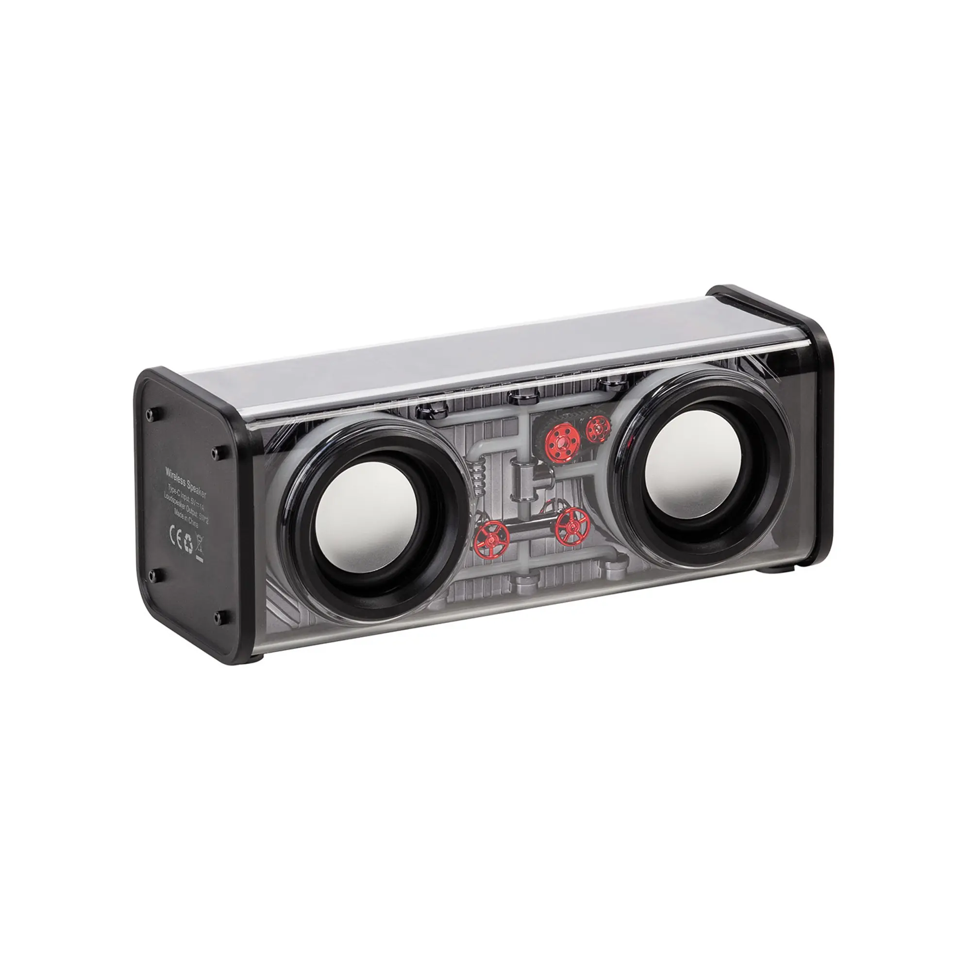 Bluetooth колонка "Buzz Light" 10Вт (2х5Вт) с разноцветной подсветкой-эквалайзером и прозрачным корпусом / черный