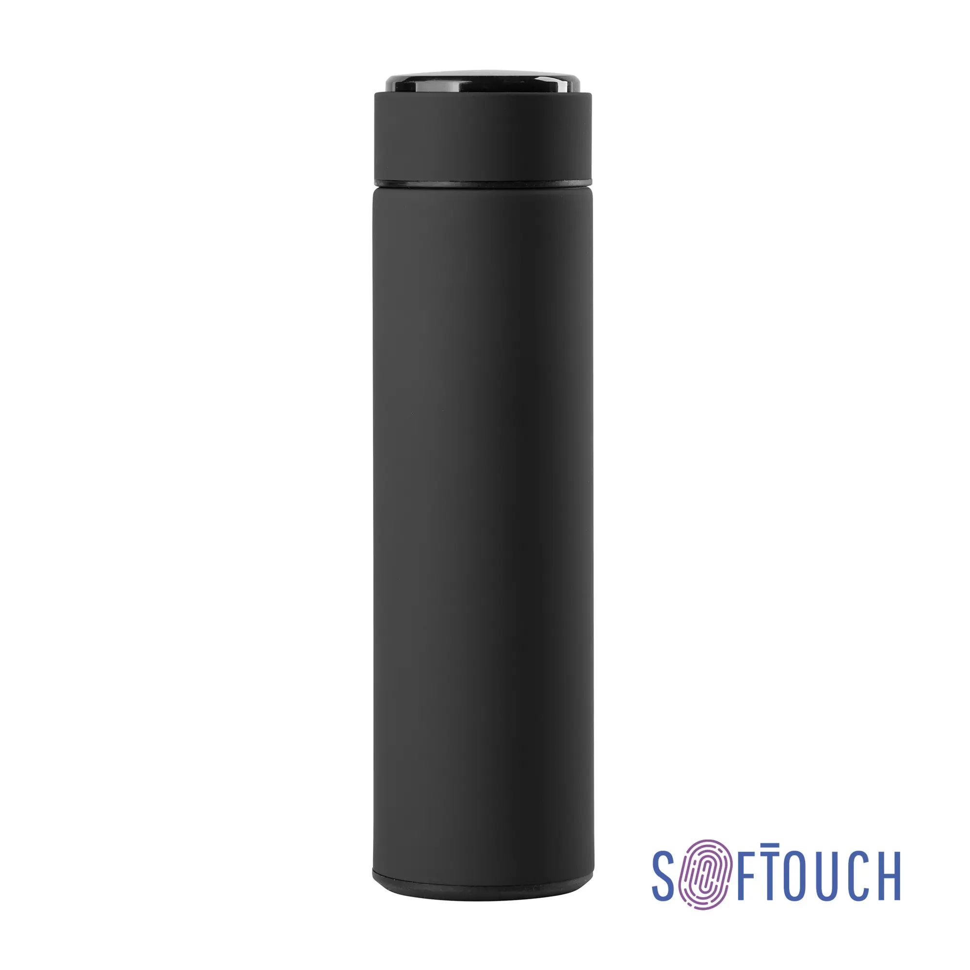 Термос "Бостон next" 500 мл с индикацией температуры, soft touch, сменная батарейка / черный